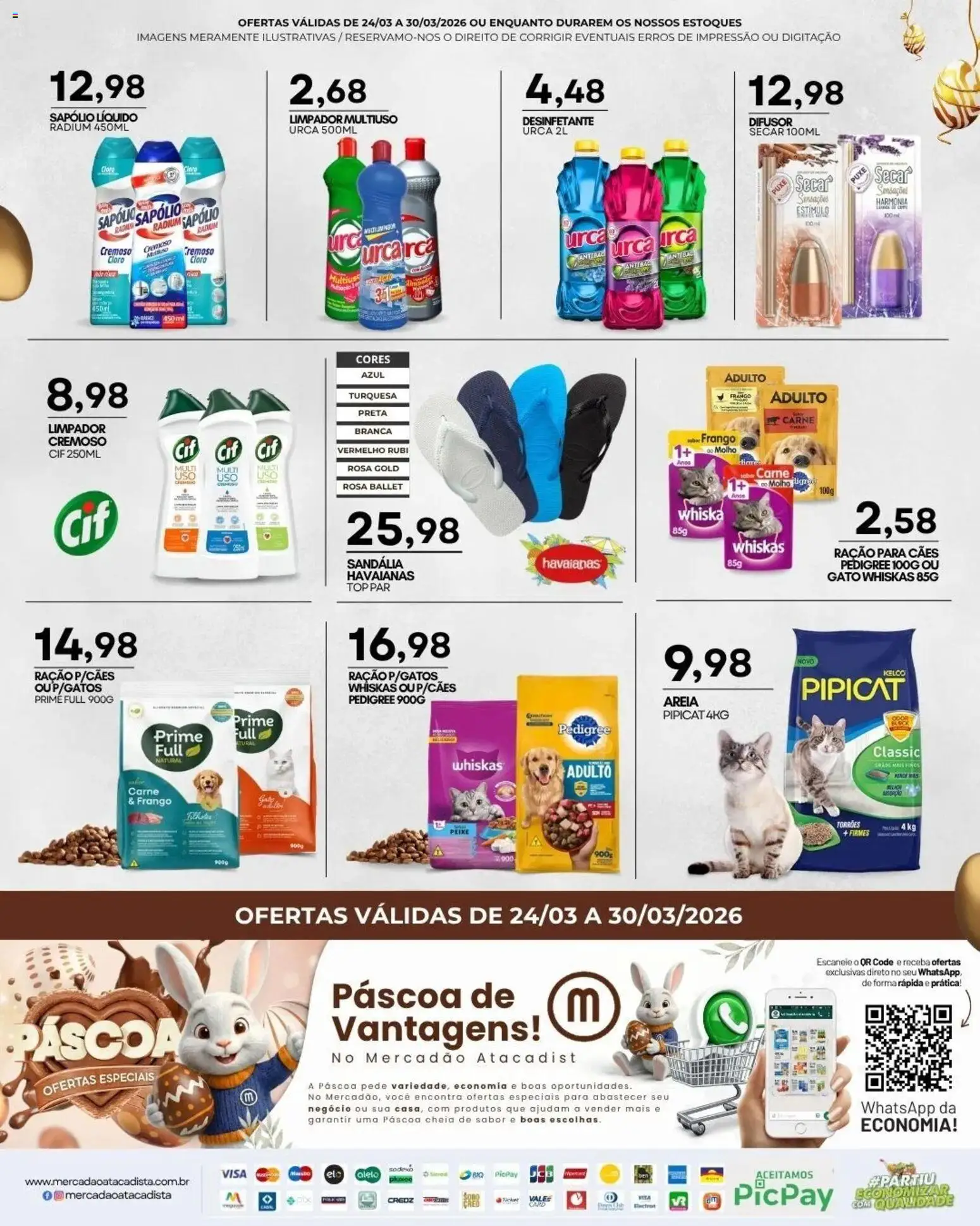 Mercadão Atacadista Folheto - válido de 24.03.2026 | Página: 12 | Produtos: Areia, Limpador multiuso, Peixe, Frango