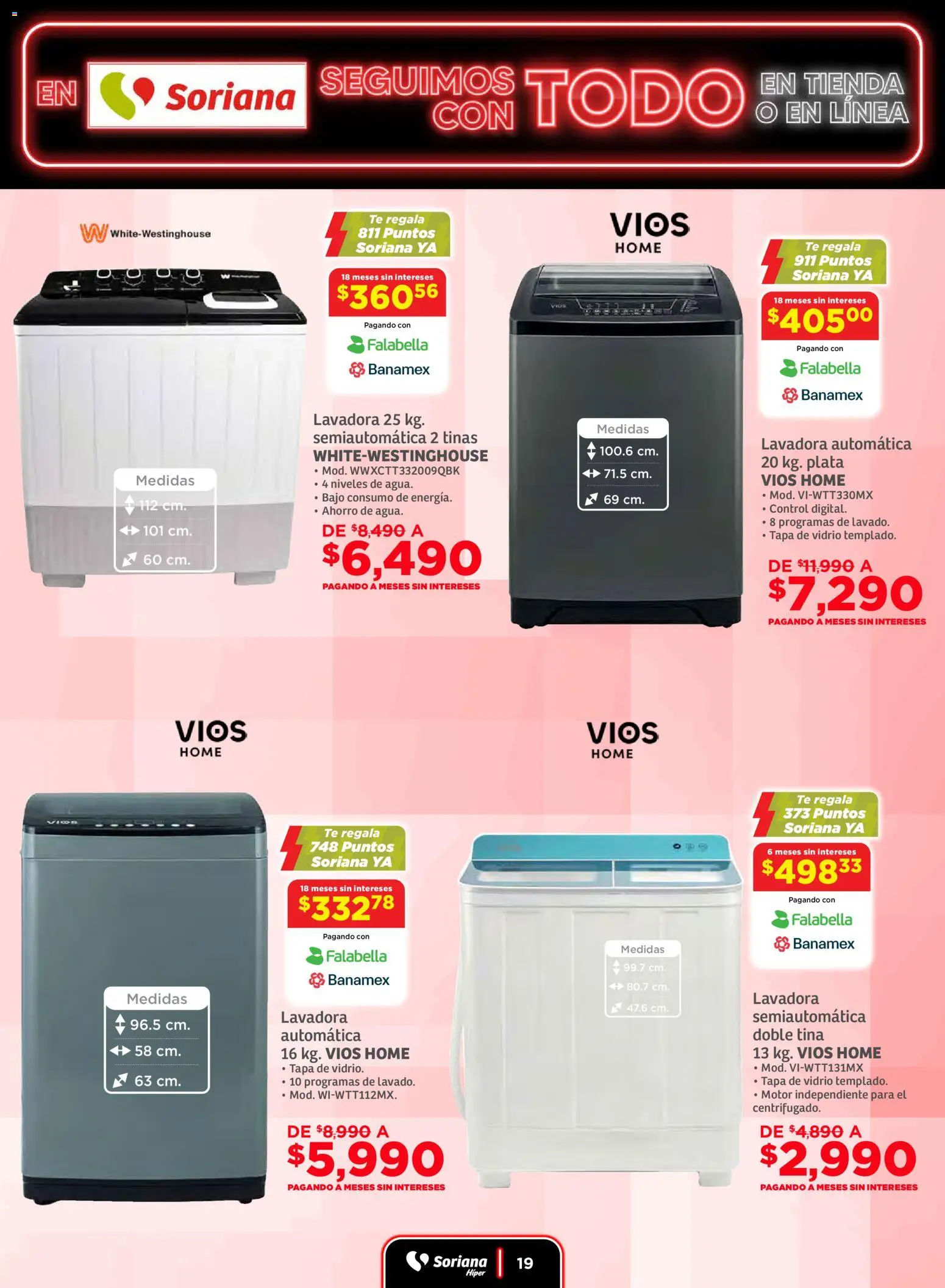 Nuevas ofertas de Soriana válidas en toda la República Mexicana desde el 19.11.2025. ¡Encuentra las mejores ofertas en Soriana - Seguimos con todo Híper Nacional! | Página: 19 | Productos: Lavadora, Té