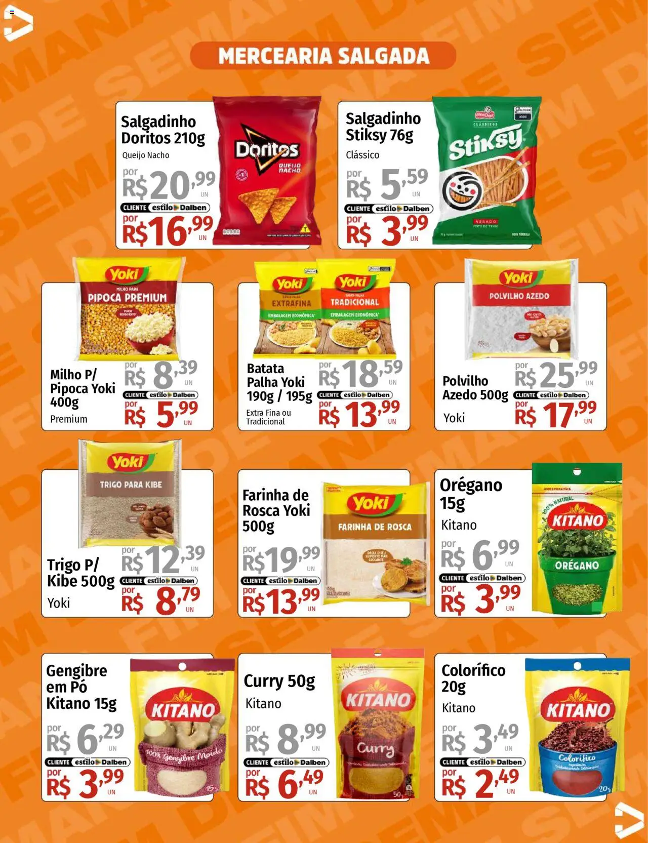 Supermercado Dalben Folheto - válido de 15.08.2025 | Página: 8 | Produtos: Polvilho, Queijo, Curry, Pipoca
