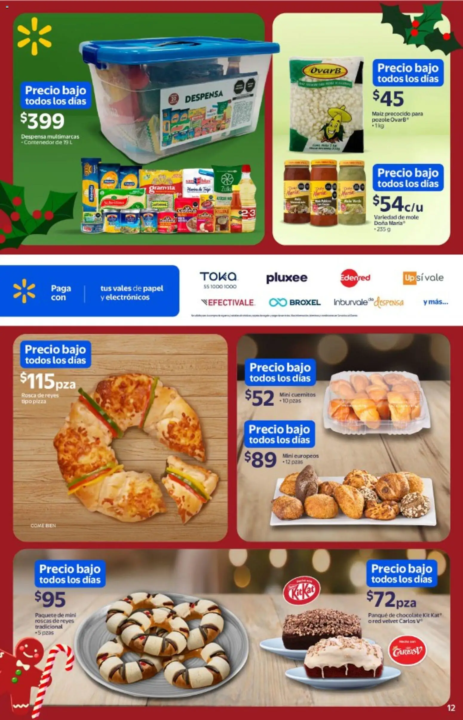Nuevas ofertas de Walmart válidas en toda la República Mexicana desde el 03.12.2025. ¡Encuentra las mejores ofertas en Walmart catálogo La cena más esperada a precios bajos! | Página: 12 | Productos: Chocolate, Pizza, Contenedor, Despensa