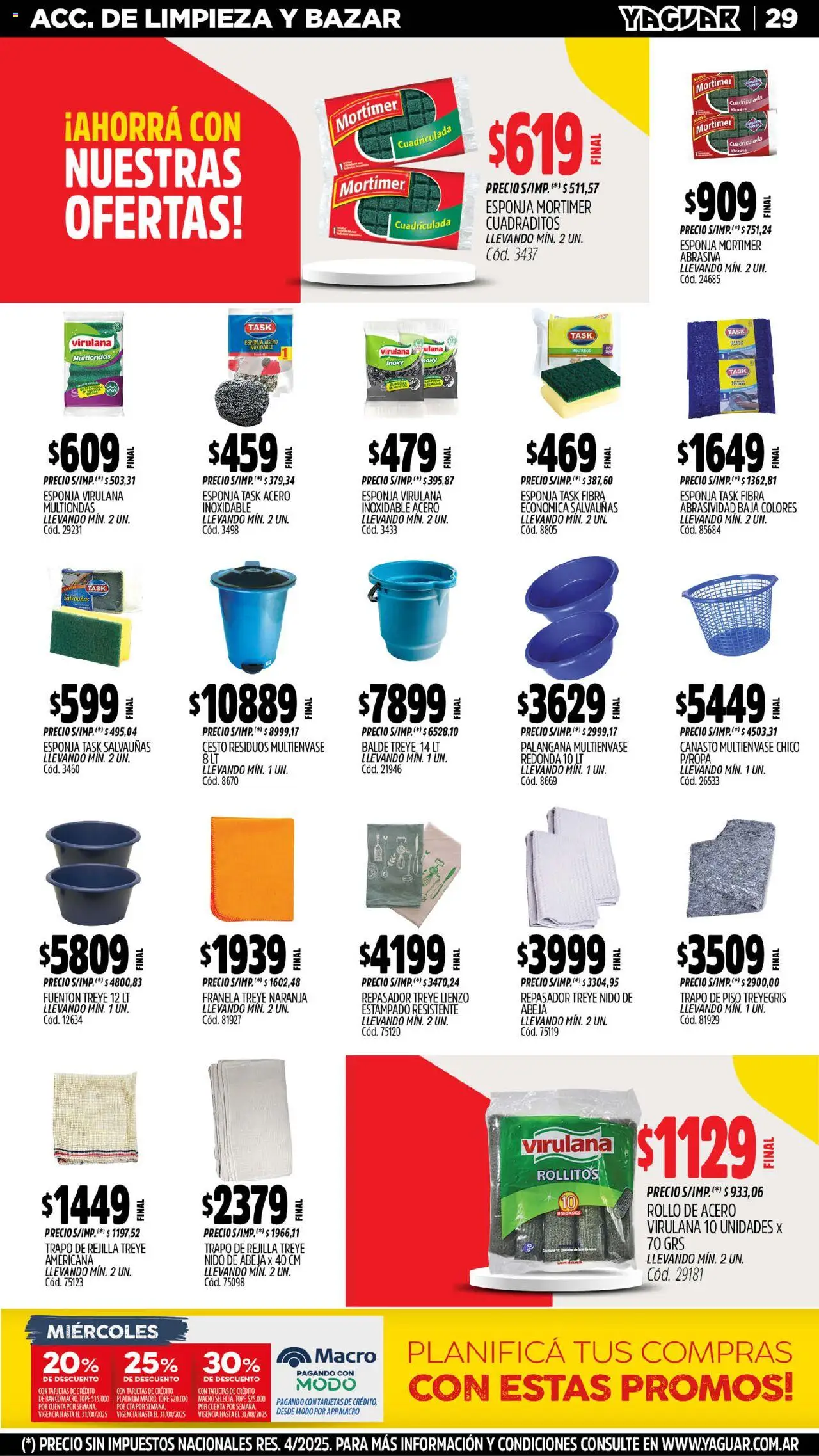 Yaguar - San Juan │ válido desde el 18.08.2025 | Página: 28 | Productos: Trapo de piso, Banco, Rejilla, Esponja