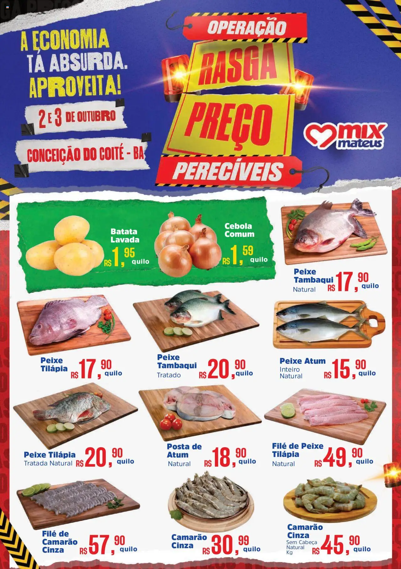 Mateus Folheto - válido de 02.10.2025 | Página: 1 | Produtos: Cebola, Camarão, Peixe, Atum