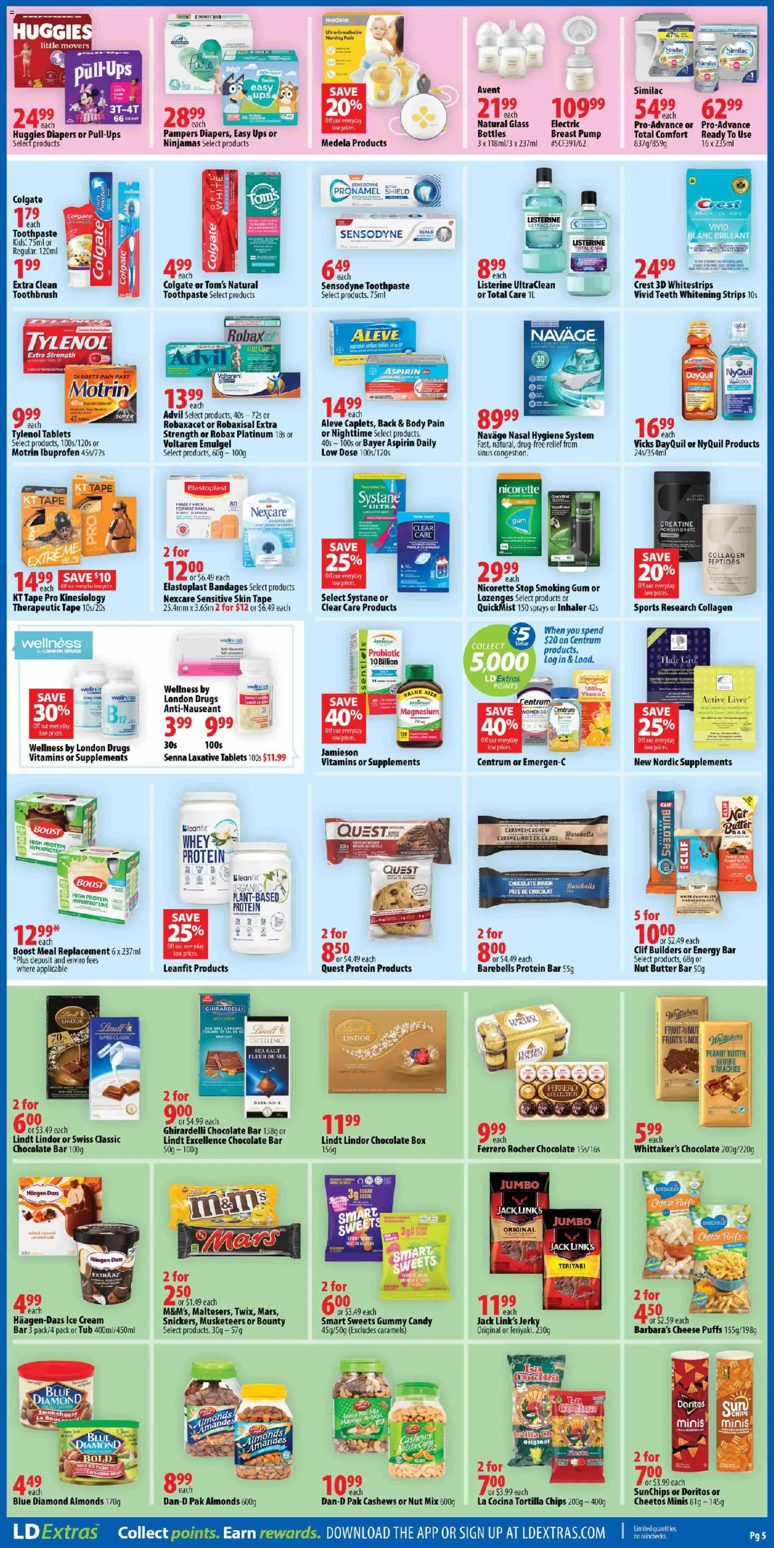 London Drugs flyer valid from 26.12.2025 | Page: 5 | Products: Chips, Toothpaste, Butter, Cheese