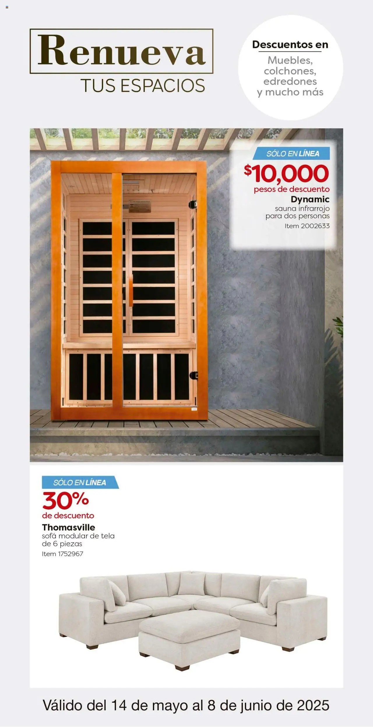 Nuevas ofertas de Costco válidas en toda la República Mexicana desde el 14.05.2025. ¡Encuentra las mejores ofertas en Costco catálogo! | Página: 18 | Productos: Sofá, Modular