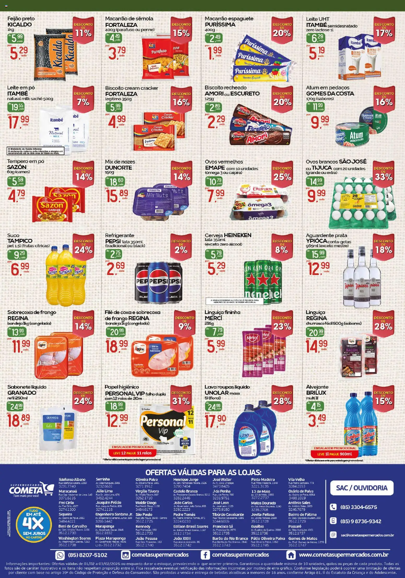 Cometa Supermercados Folheto - válido de 01.02.2026 | Página: 2 | Produtos: Base, Roupas, Sal, Cream cracker