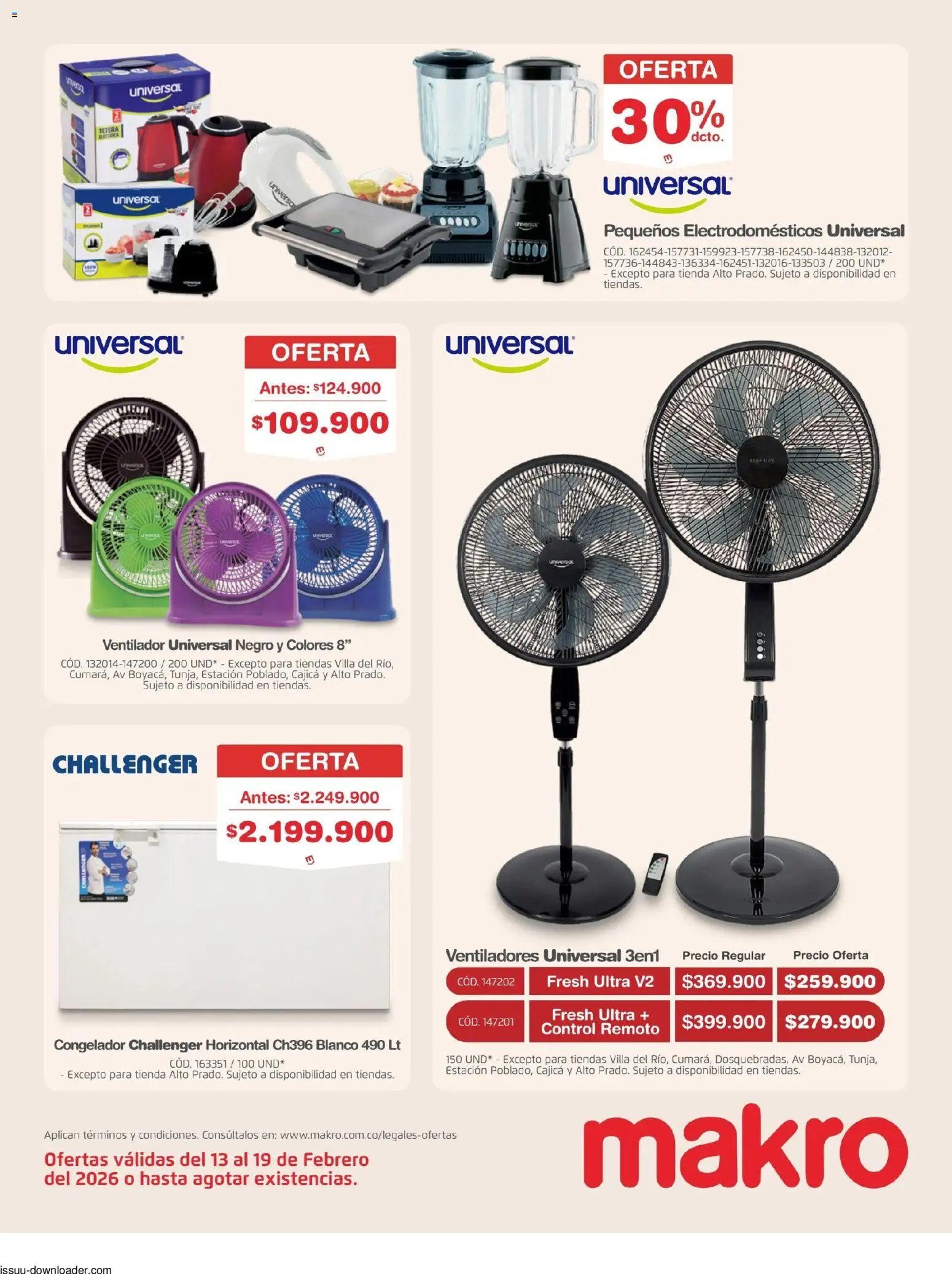 Makro revista - valida desde el 13.02.2026 | Página: 26 | Productos: Congelador, Ventilador, Tetera, Control remoto