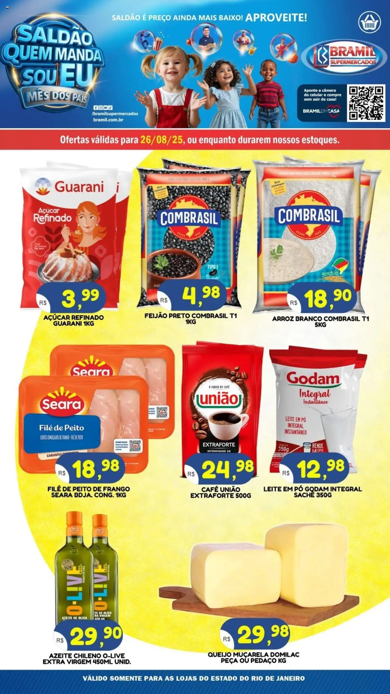 Bramil Supermercados Folheto - válido de 26.08.2025 | Página: 1 | Produtos: Café, Arroz, Leite em pó, Peito de frango