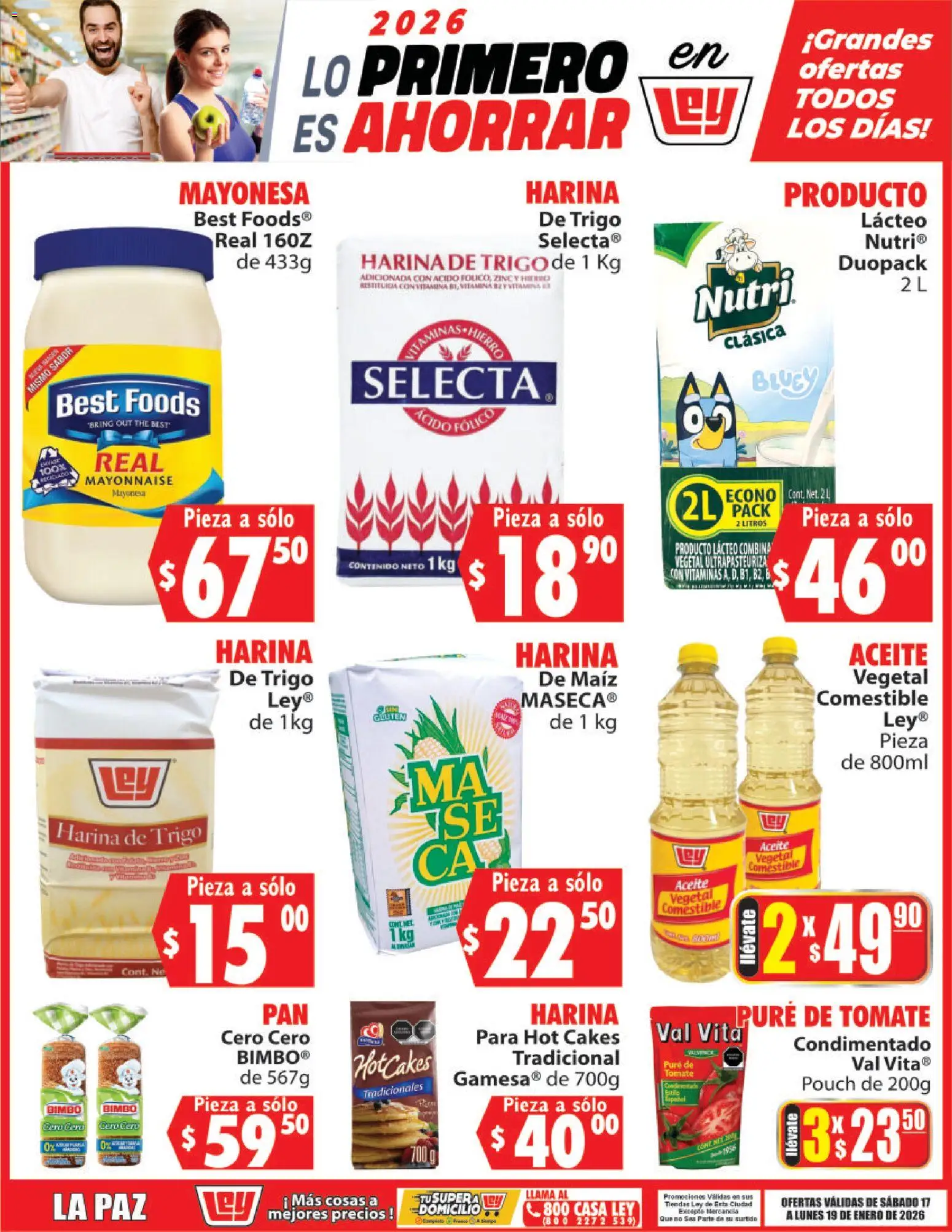 Nuevas ofertas de Casa Ley válidas en toda la República Mexicana desde el 17.01.2026. ¡Encuentra las mejores ofertas en Casa Ley folleto Lo Primero Es Ahorrar! | Página: 1 | Productos: Harina, Mayonesa, Tomate, Pure de Tomate