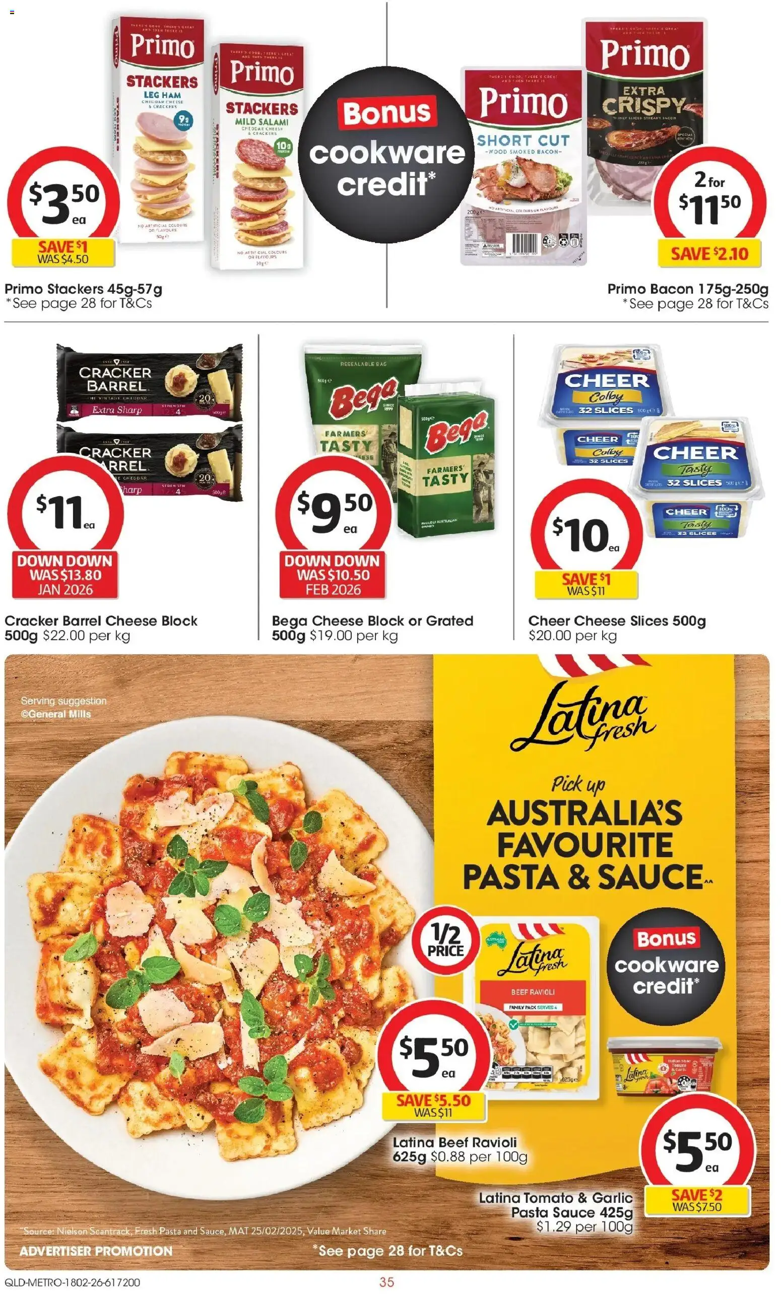Coles catalogue - valid from 18.02.2026 | Page: 35 | Products: Bacon, Cheese, Pasta, Sauce