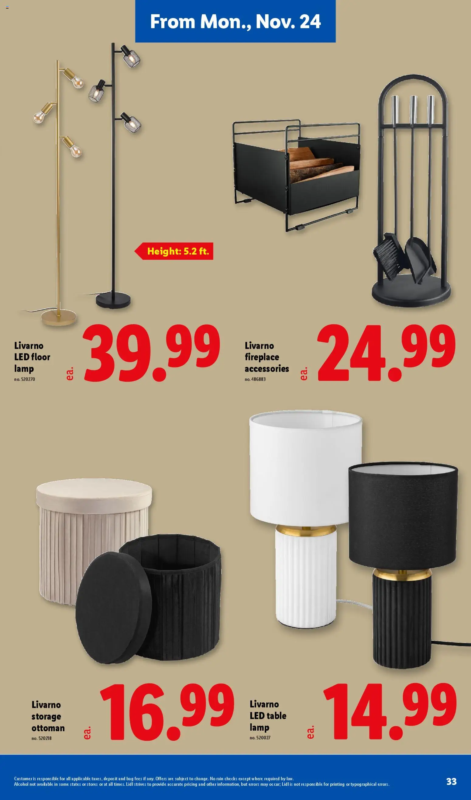 Lidl Early Black Friday - valid from 19.11.2025 | Page: 33 | Products: Table, Lamp, Ottoman, Bag