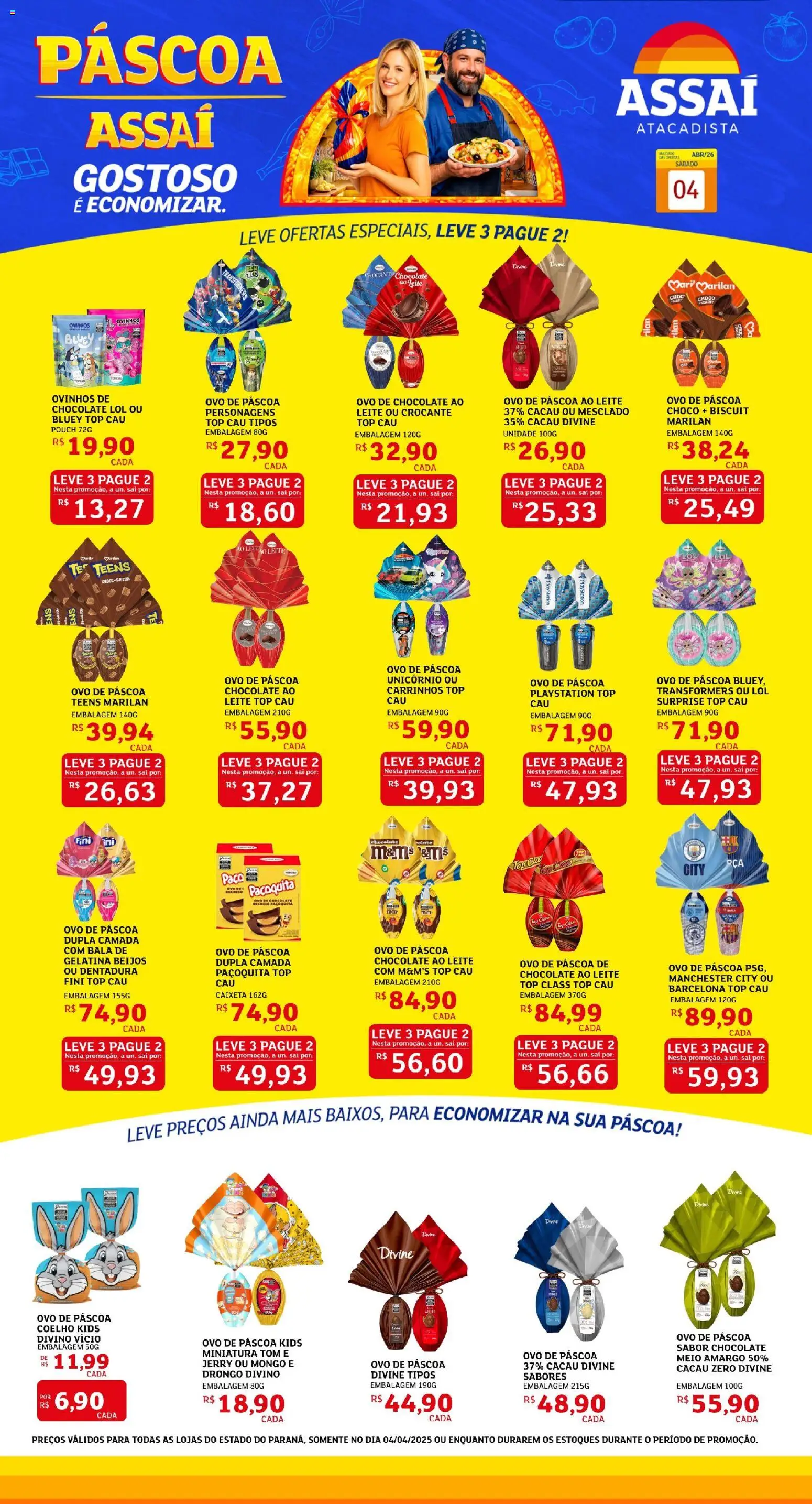 Assaí Atacadista Folheto - válido de 04.04.2026 | Página: 1 | Produtos: Ovo de páscoa, Leite, Bala, Gelatina
