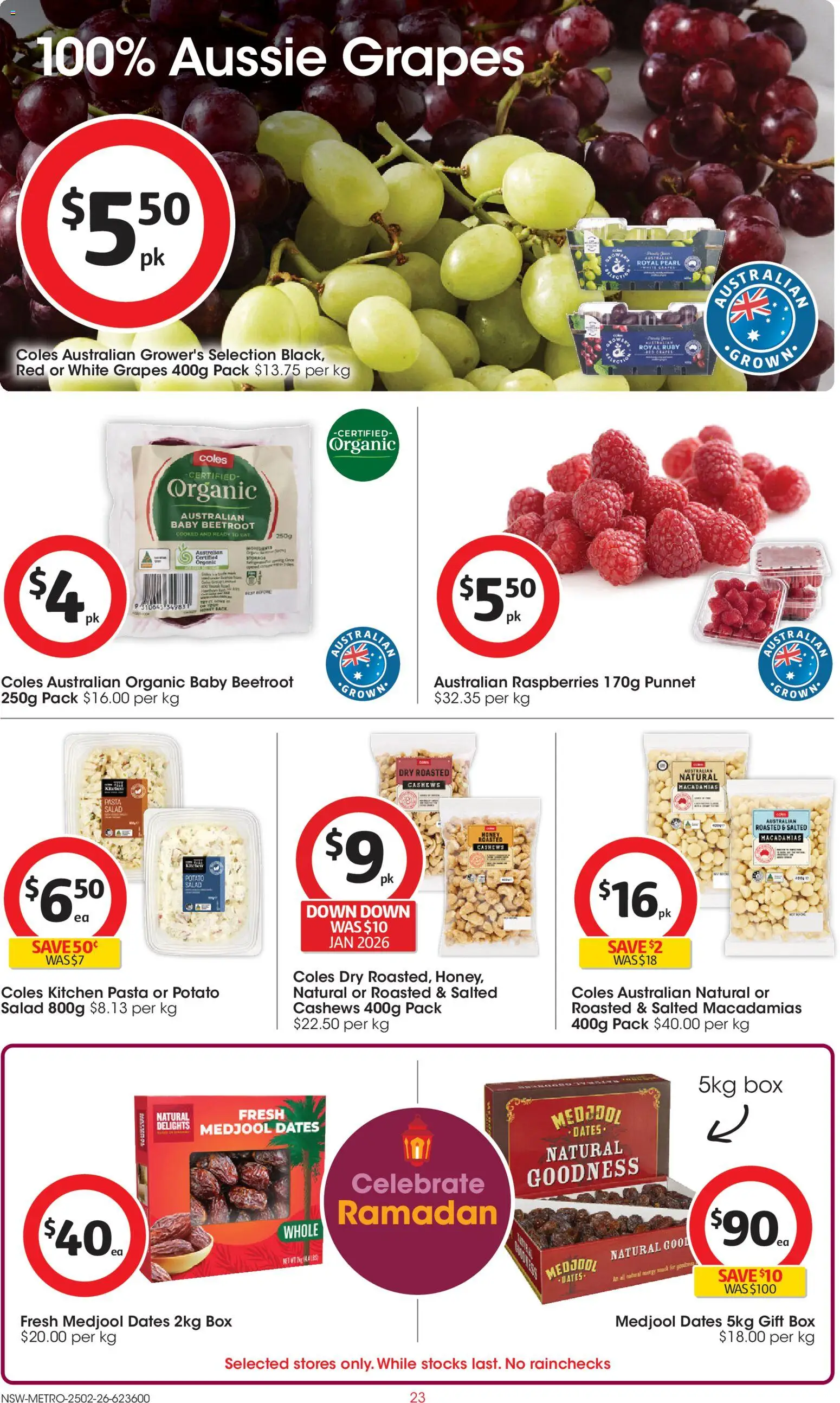 Coles catalogue - valid from 25.02.2026 | Page: 23 | Products: Box, Honey, Pasta, Grapes