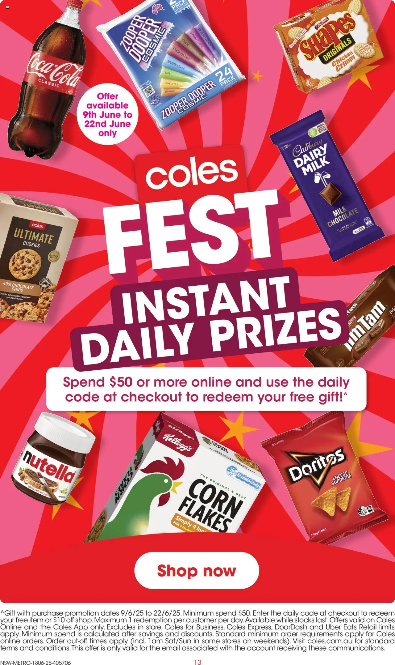 Coles catalogue - valid from 18.06.2025 | Page: 13 | Products: Cheese, Chicken, Nutella, Flakes
