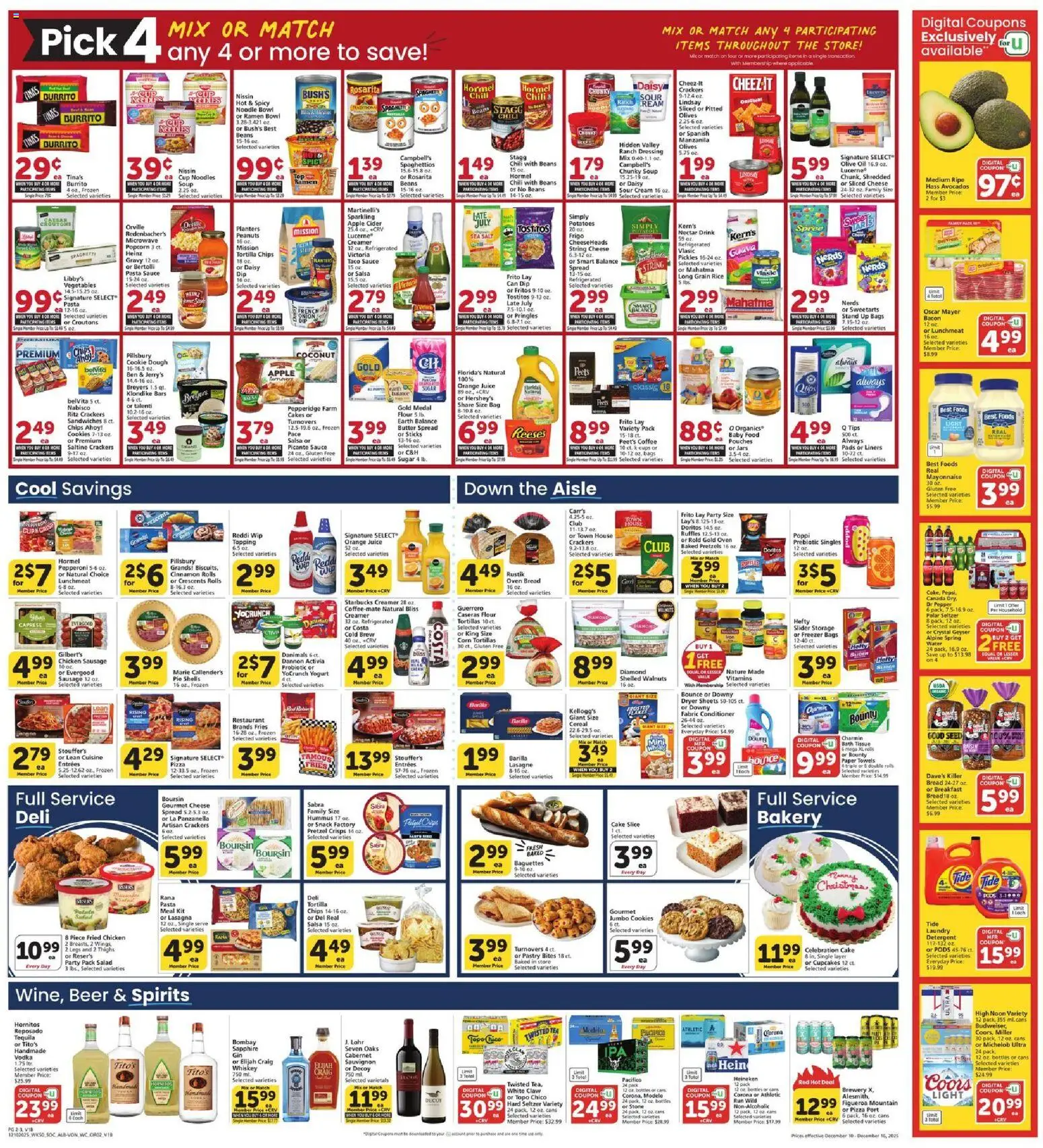Vons Weekly Ad - SoCal - valid from 10.12.2025 | Page: 3 | Products: Coffee, Pizza, Mayonnaise, Sausage