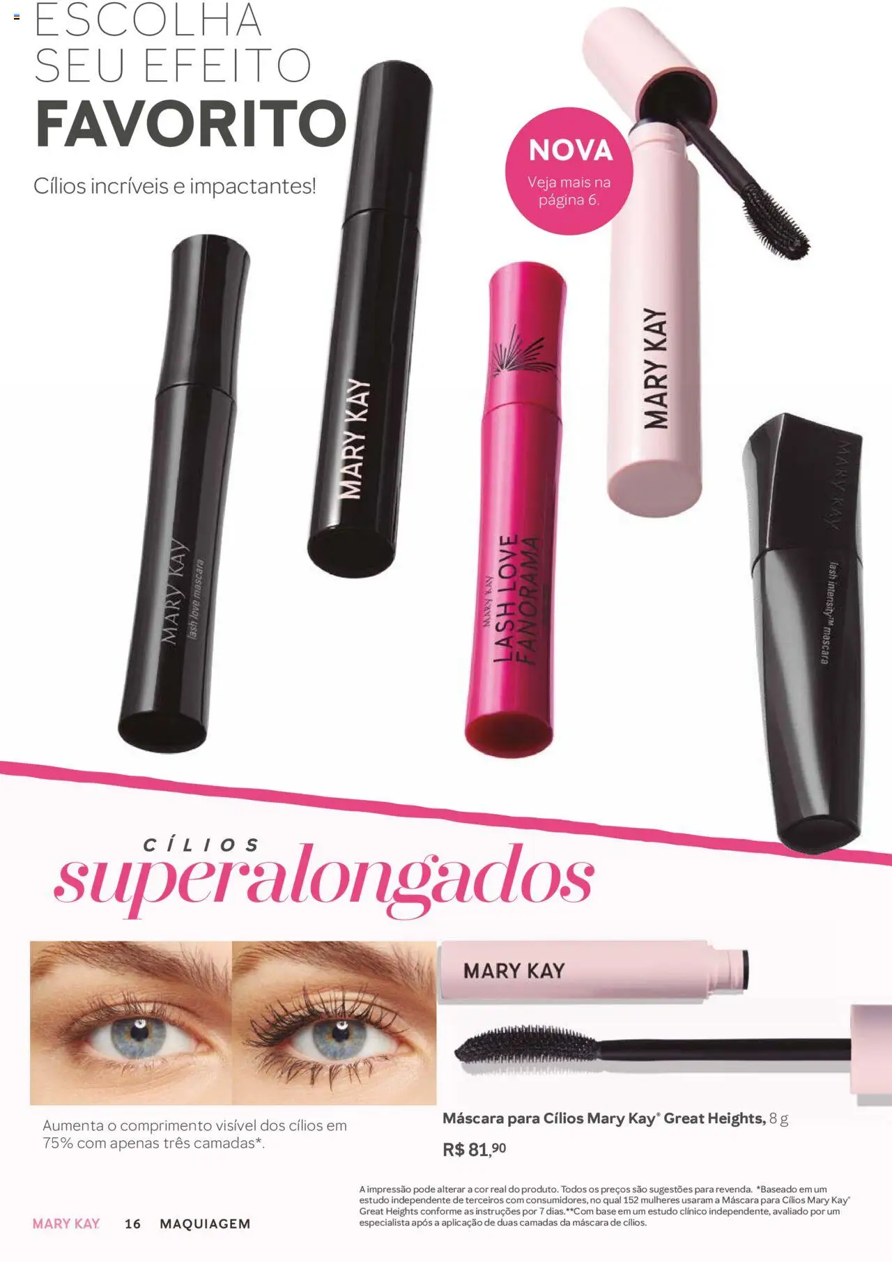 Mary Kay Folheto - válido de 01.10.2025 | Página: 16 | Produtos: Maquiagem, Máscara para cílios, Base