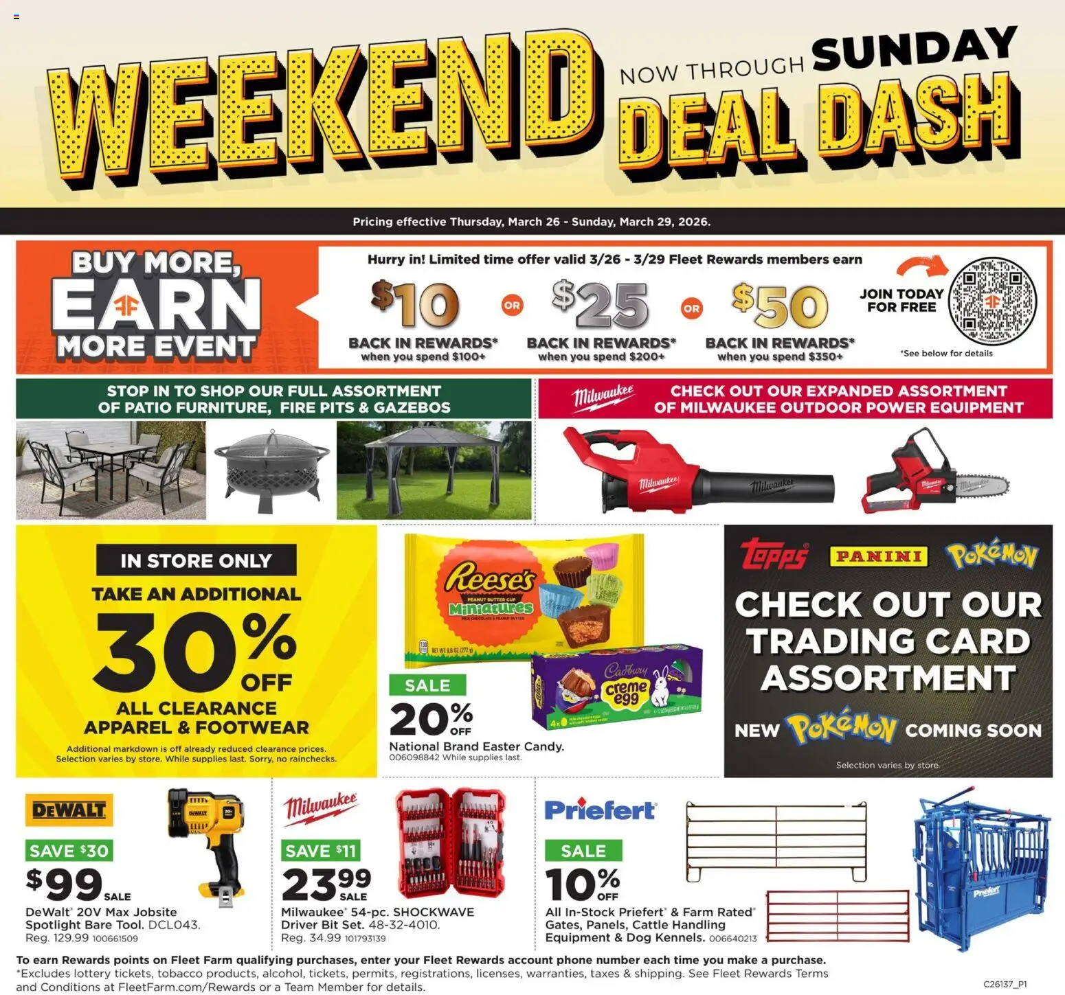 Mills Fleet Farm Weekend Ad - valid from 26.03.2026 | Page: 1 | Products: Butter, Phone