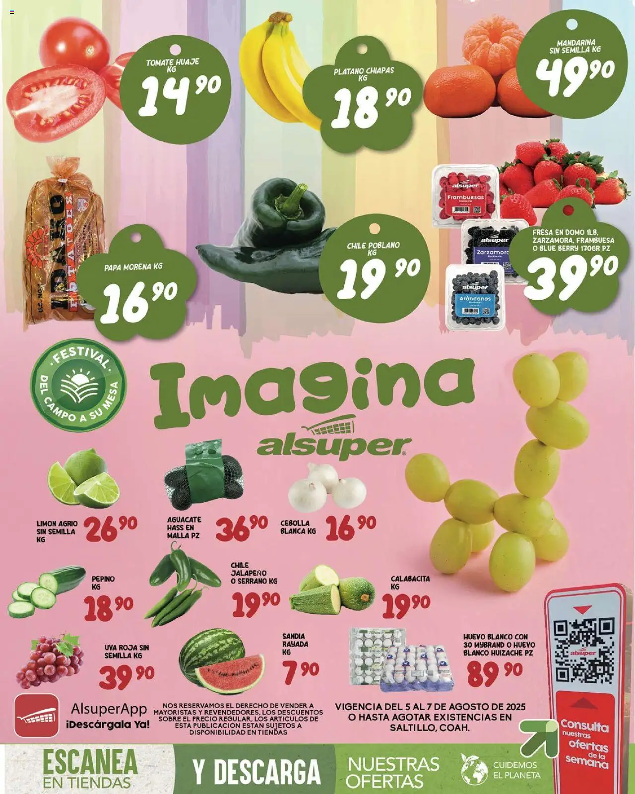 Nuevas ofertas de Alsuper válidas en toda la República Mexicana desde el 05.08.2025. ¡Encuentra las mejores ofertas en Alsuper - Folleto - Saltillo! | Página: 1 | Productos: Plátano, Papa, Huevo, Uva