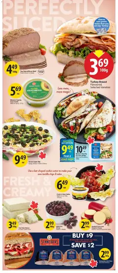 Preview of Save on foods weekly flyer / circulaire from shop Save on foods valid from 30.10.2025 | Page: 12 | Products: Chips, Cheese, Ham, Chicken