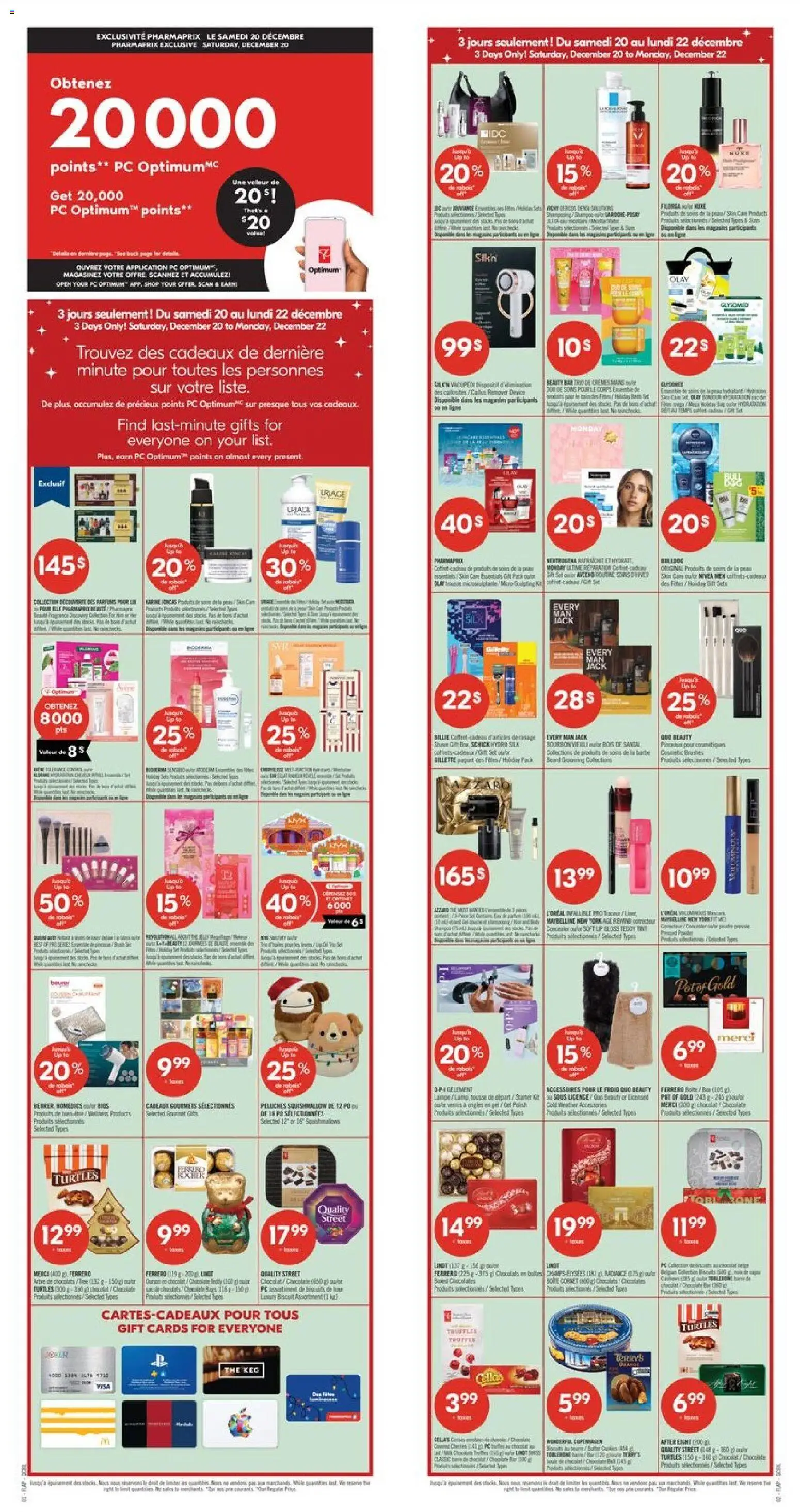 Pharmaprix flyer valid from 20.12.2025 | Page: 1 | Products: Bourbon, Eyeliner, Lip gloss, Shower