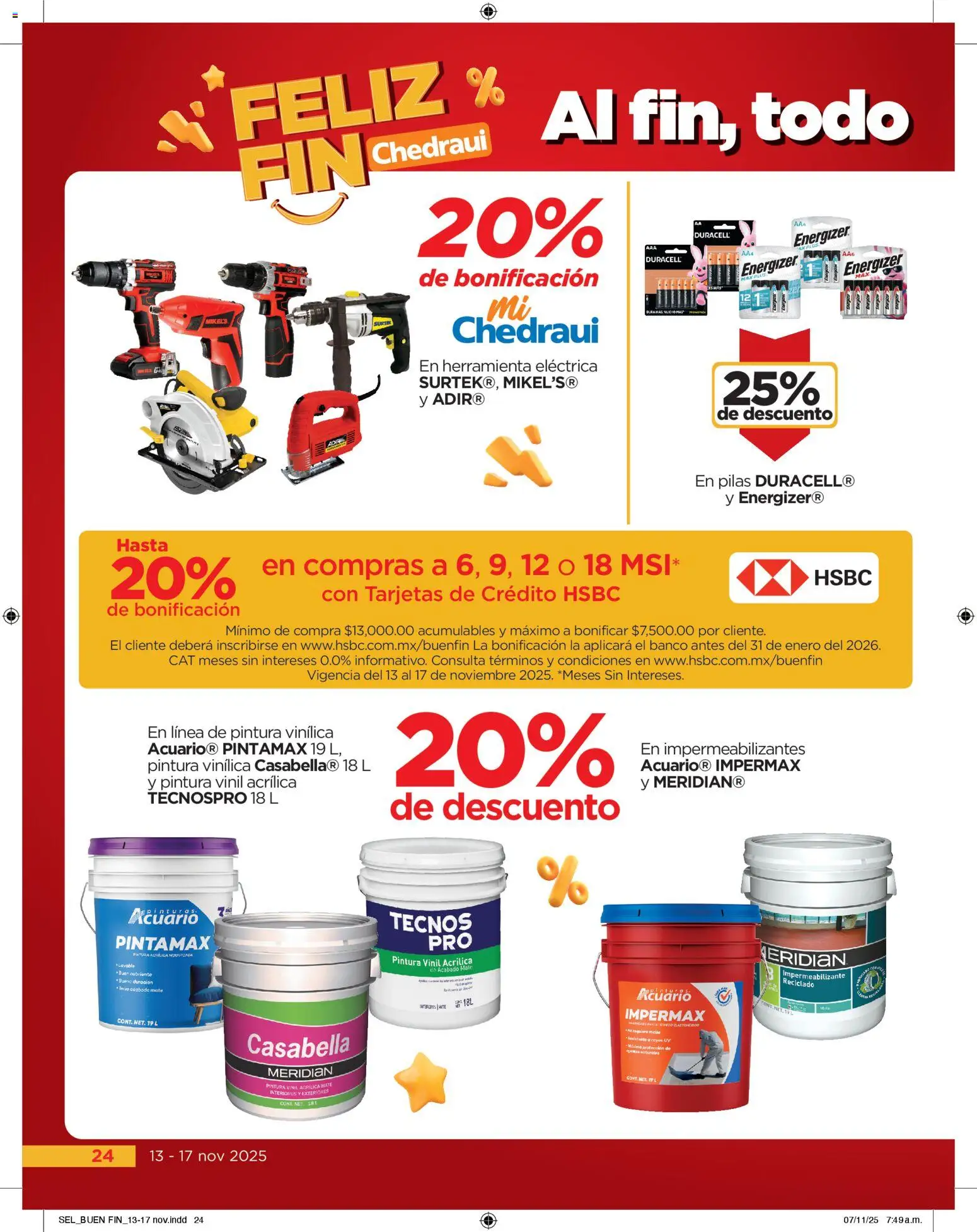 Nuevas ofertas de Chedraui válidas en toda la República Mexicana desde el 13.11.2025. ¡Encuentra las mejores ofertas en Chedraui Buen Fin! | Página: 24 | Productos: Impermeabilizante, Banco, Mate, Pintura