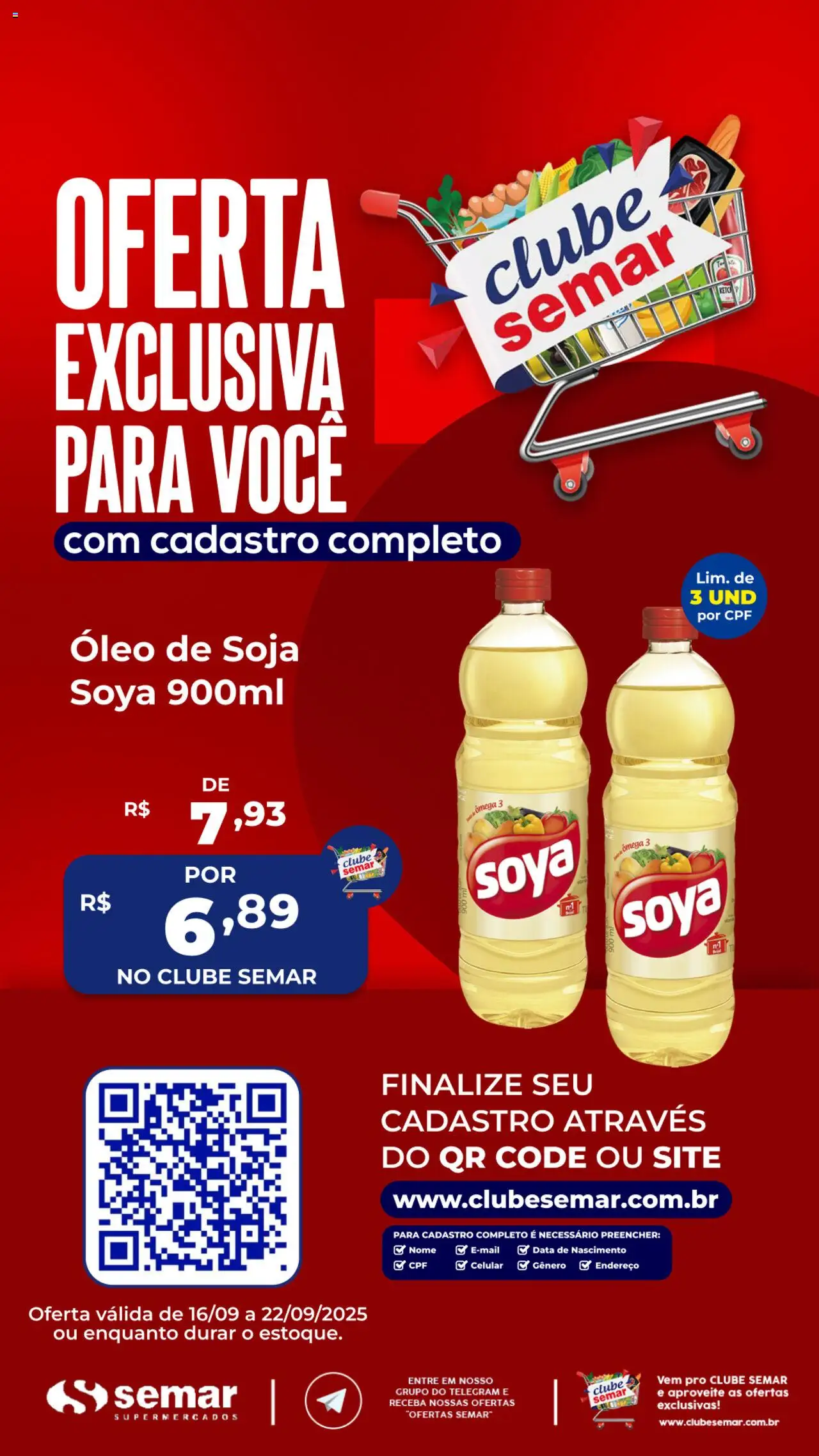 Semar Supermercado Folheto - válido de 16.09.2025 | Página: 1 | Produtos: Celular, Óleo, Soja