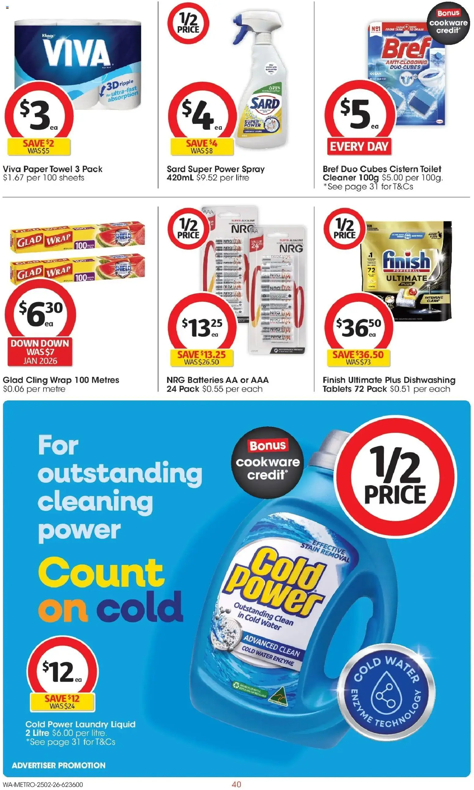 Coles catalogue - valid from 25.02.2026 | Page: 40 | Products: Toilet, Cookware, Water, Laundry