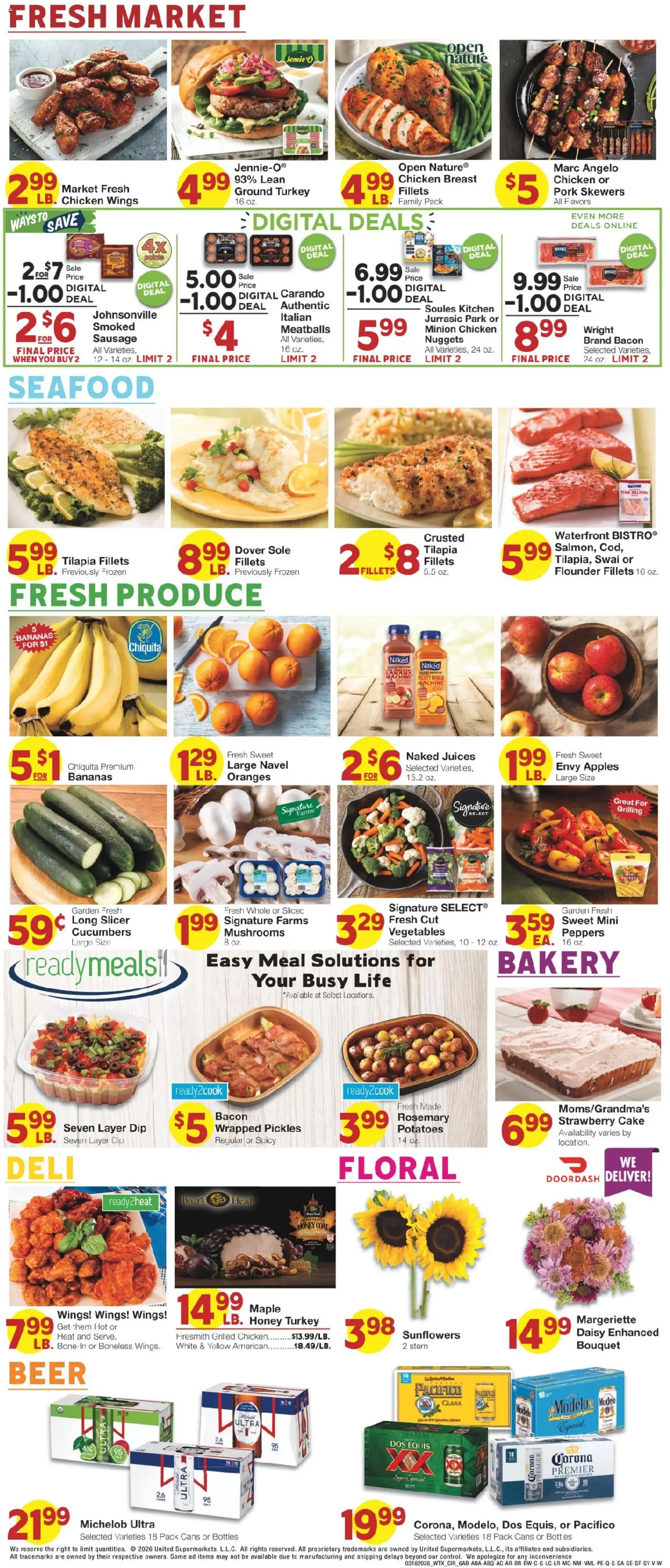 United Supermarkets Weekly Ad - valid from 17.03.2026 | Page: 6 | Products: Pork, Apples, Coat, Vegetables