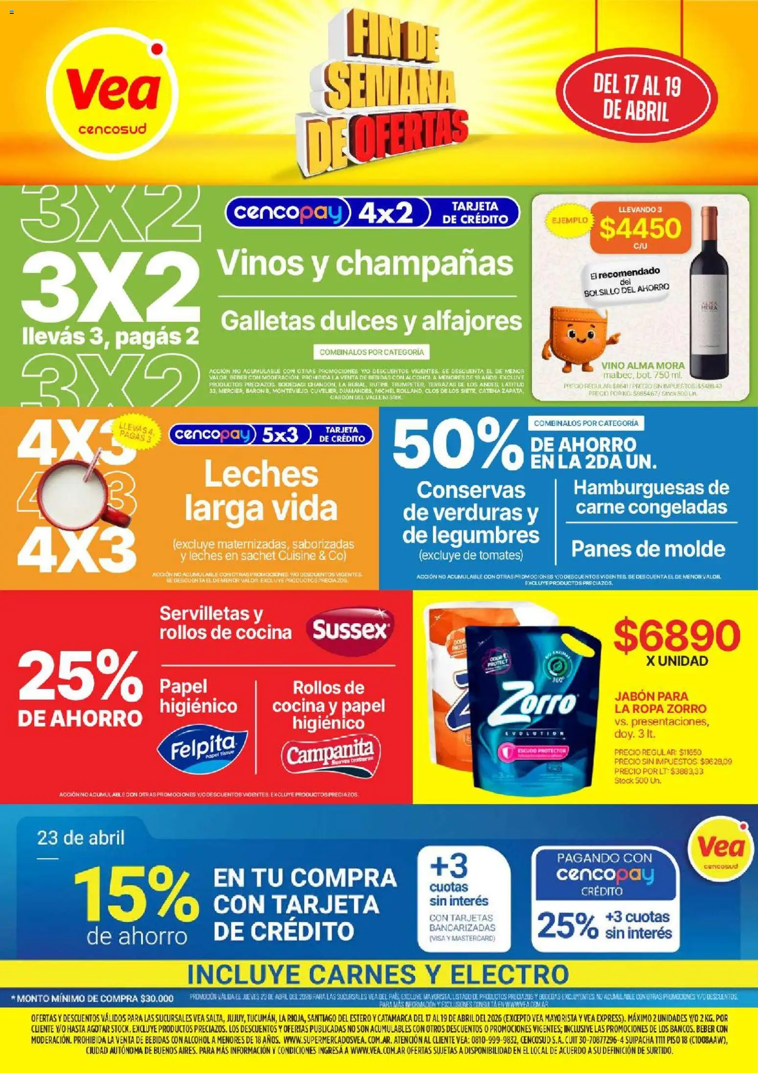 Vea - Oferta fin de semana │ válido desde el 17.04.2026 | Página: 1 | Productos: Molde, Ropa, Vino, Tomates