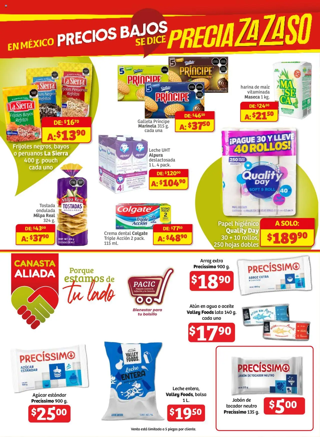 Nuevas ofertas de Soriana válidas en toda la República Mexicana desde el 18.09.2025. ¡Encuentra las mejores ofertas en Soriana - Fin de Semana Mercado: Ags, Nay, Jal, Qro, Col, Mich, Gto, Hgo, Tlax, Mor, Pue, Gro, Oax, Edo. de Mex, CDMX, Zac y SLP! | Página: 7 | Productos: Maíz, Harina, Leche, Aceite