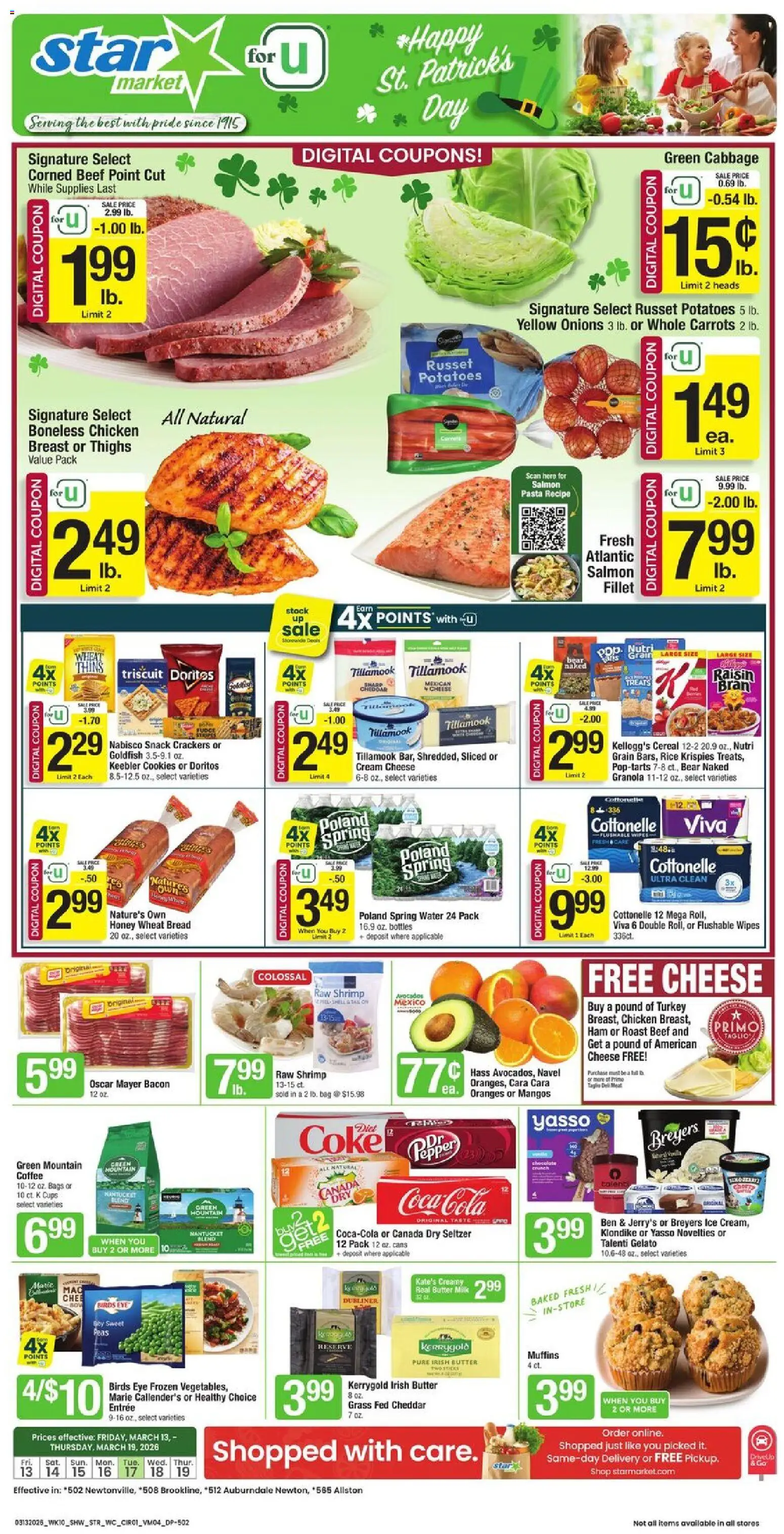 Star Market Weekly Ad - MA - valid from 13.03.2026 | Page: 1 | Products: Butter, Bread, Oranges, Cabbage