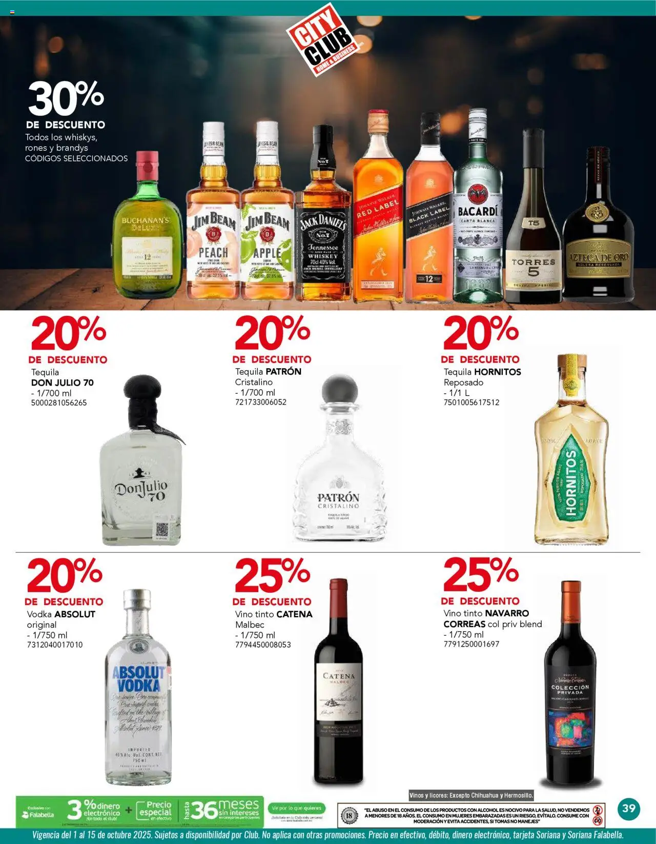 Nuevas ofertas de City Club válidas en toda la República Mexicana desde el 01.10.2025. ¡Encuentra las mejores ofertas en City Club - Catálogo! | Página: 37 | Productos: Whiskey, Col, Tequila, Vodka