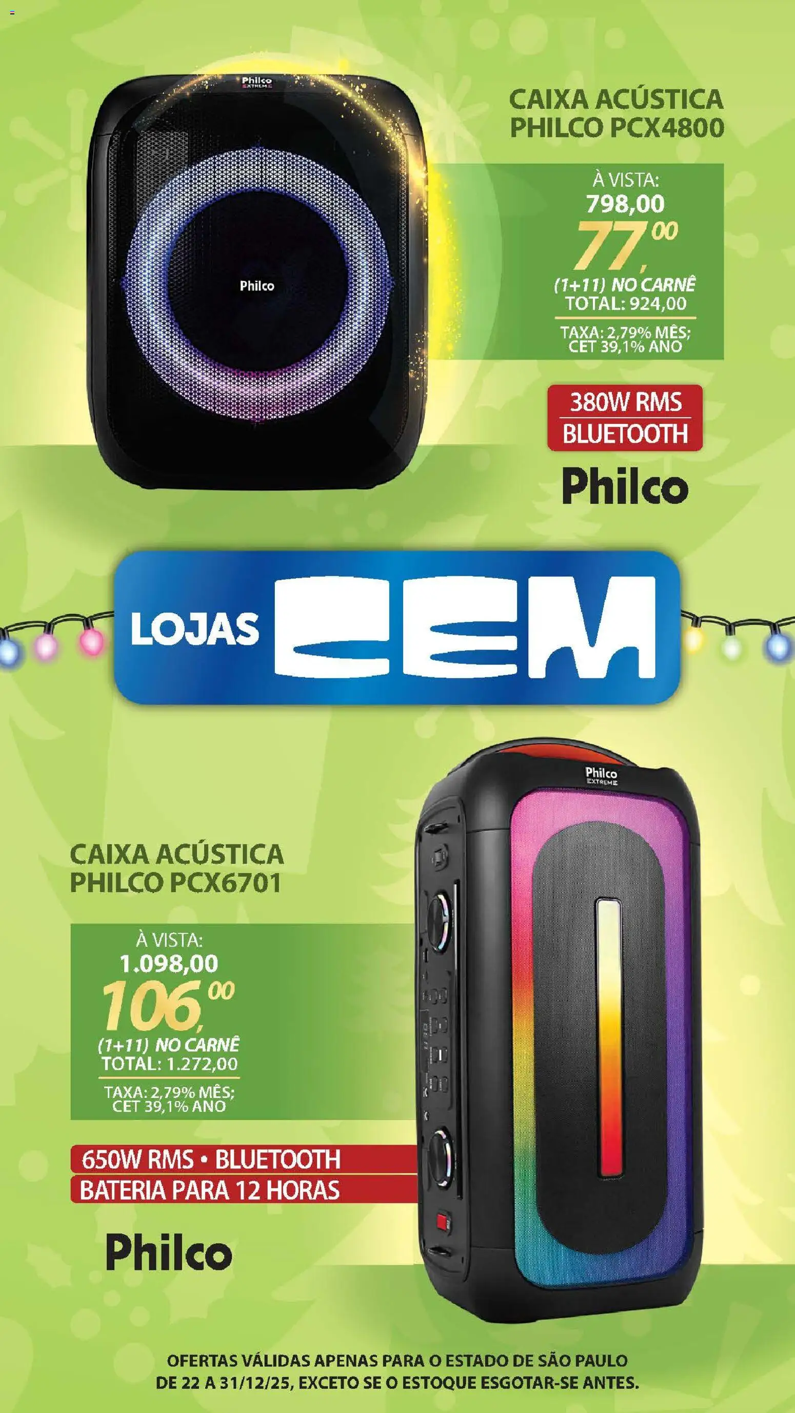 Lojas Cem Folheto - válido de 22.12.2025 | Página: 59 | Produtos: Caixa acústica, Caixa, Bateria, Carne