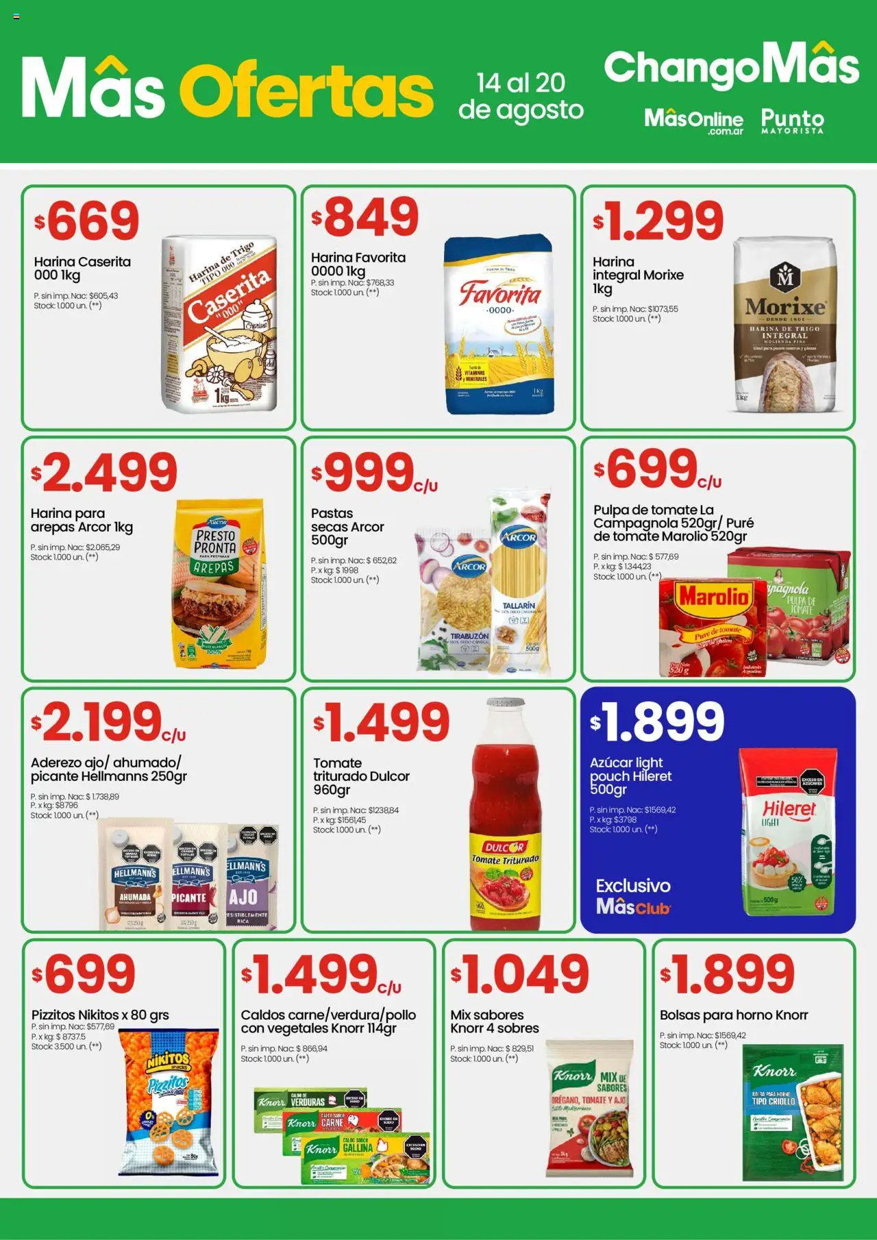 Changomas ofertas │ válido desde el 14.08.2025 | Página: 4 | Productos: Harina, Tomate, Ajo, Pure de Tomate