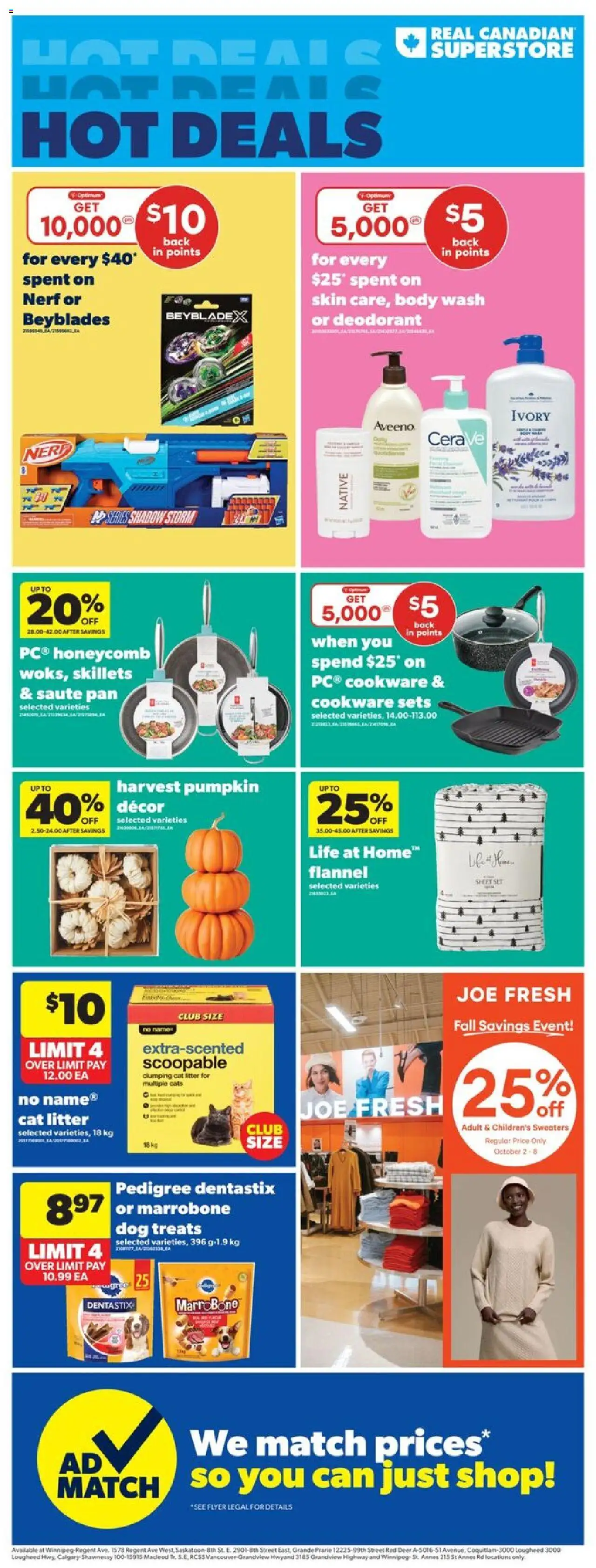 Real Canadian Superstore flyer valid from 02.10.2025 | Page: 1 | Products: Body wash, Deodorant, Pumpkin