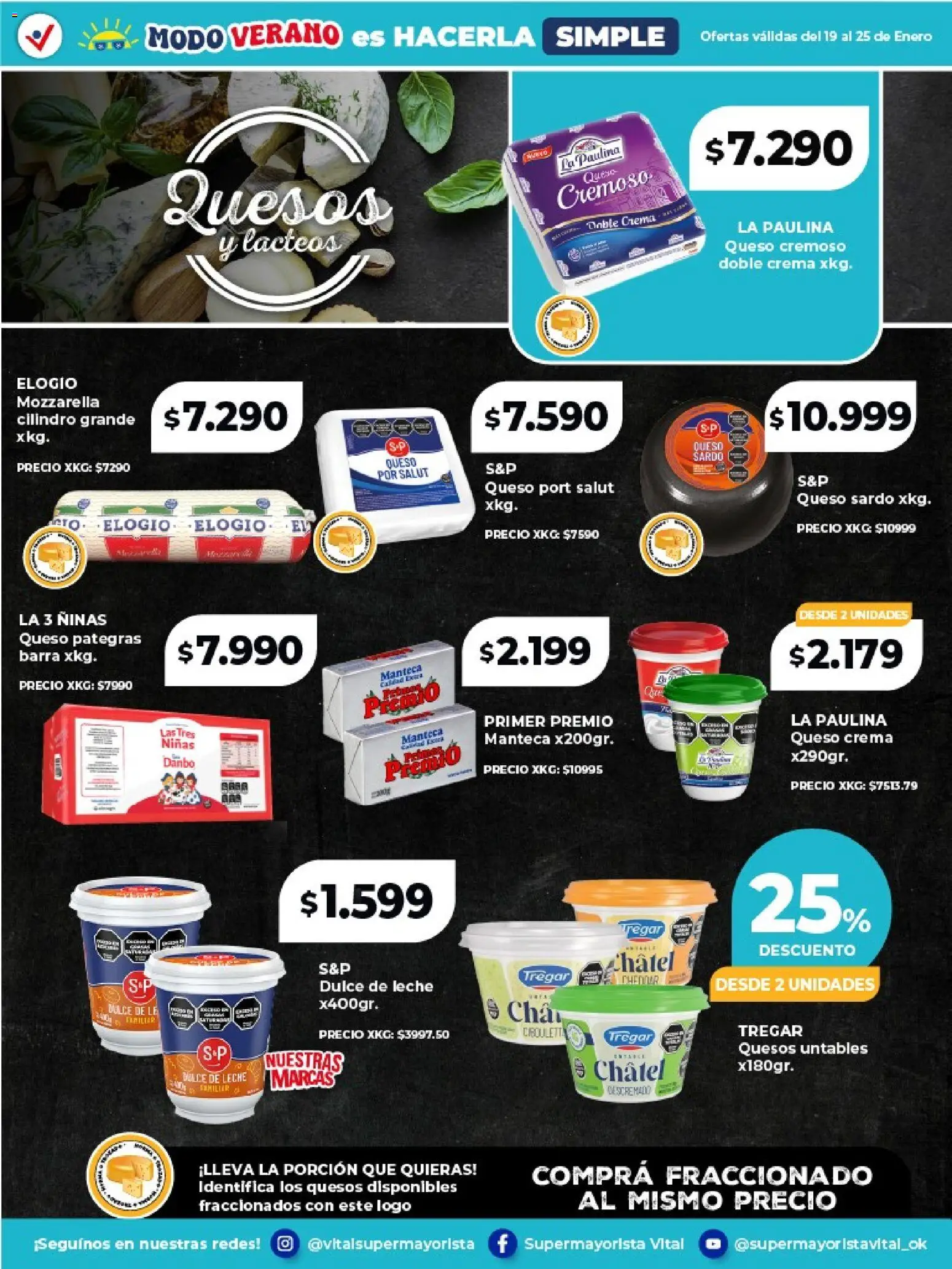 Vital - Especial de frescos │ válido desde el 19.01.2026 | Página: 3 | Productos: Queso crema, Leche, Manteca, Crema