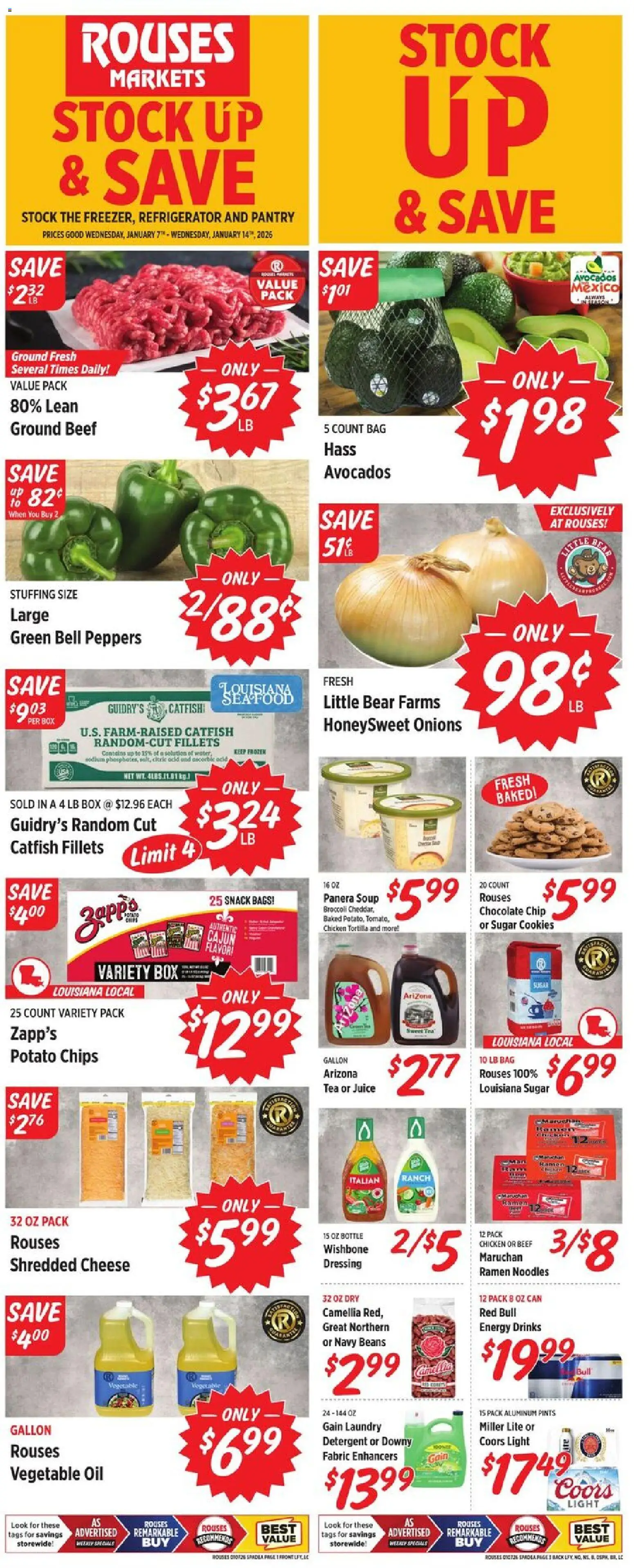 Rouses Weekly Ad - valid from 07.01.2026 | Page: 1 | Products: Box, Cheese, Chips, Bag