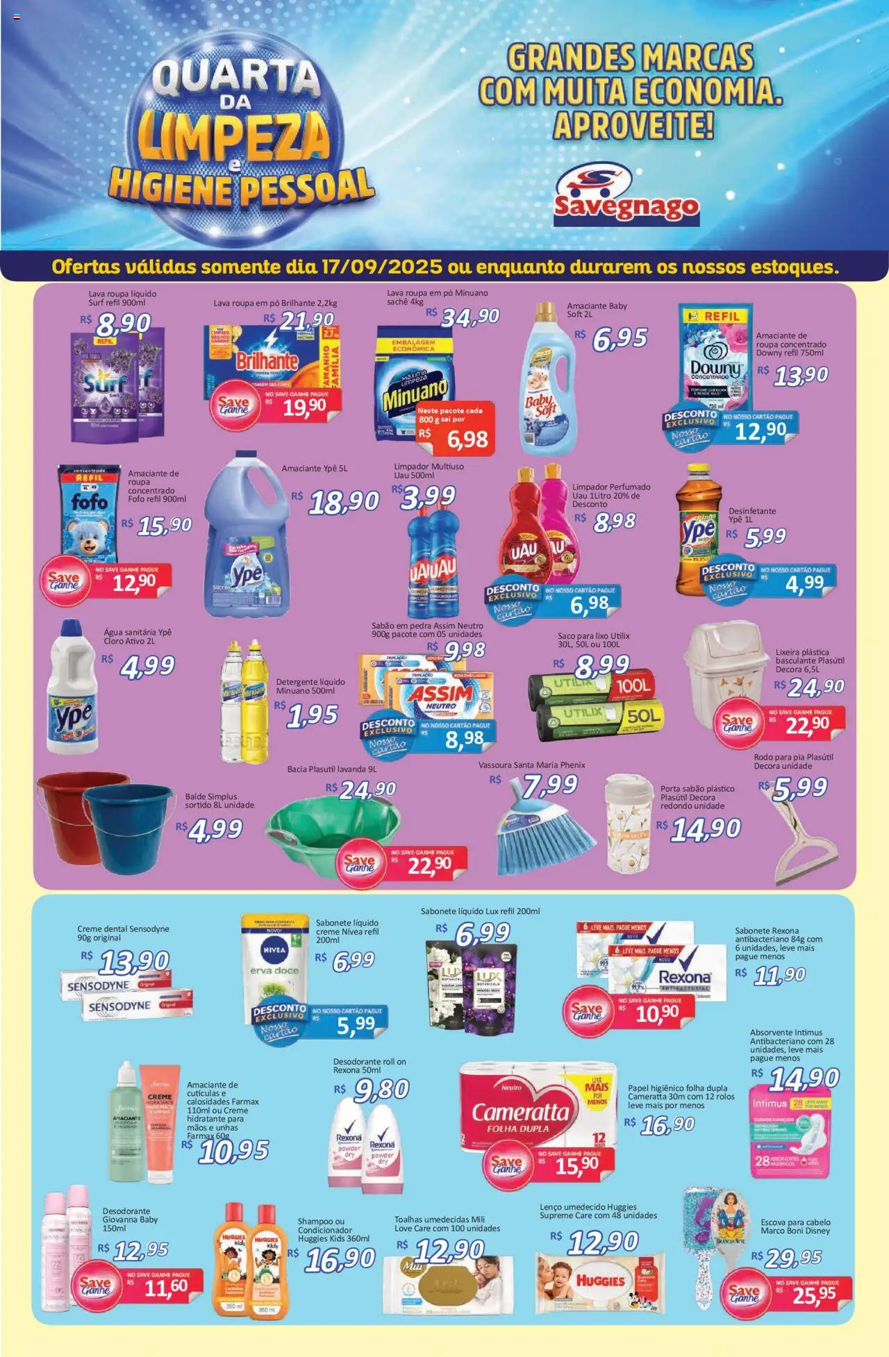 Savegnago Folheto - válido de 17.09.2025 | Página: 1 | Produtos: Rodo para pia, Escova, Detergente, Creme