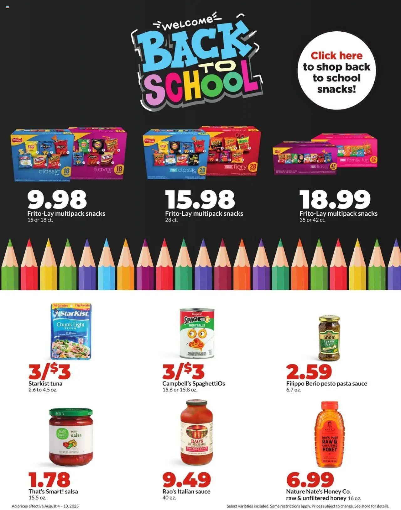 HyVee Weekly Ad - valid from 04.08.2025 | Page: 20 | Products: Pasta, Water, Sauce