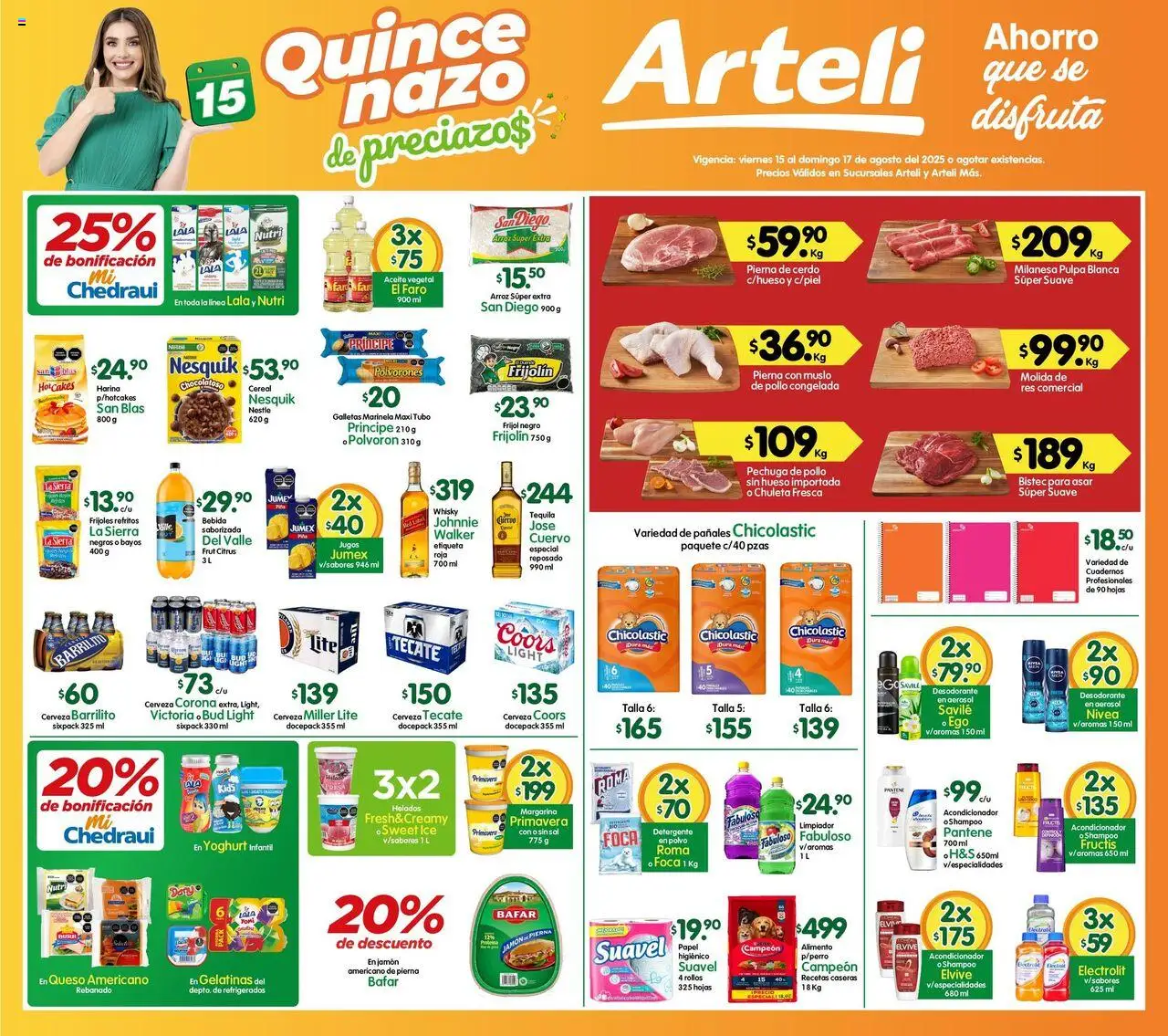 Nuevas ofertas de Arteli válidas en toda la República Mexicana desde el 15.08.2025. ¡Encuentra las mejores ofertas en Arteli - Folleto Arteli! | Página: 1 | Productos: Aceite, Jamón, Arroz, Limpiador