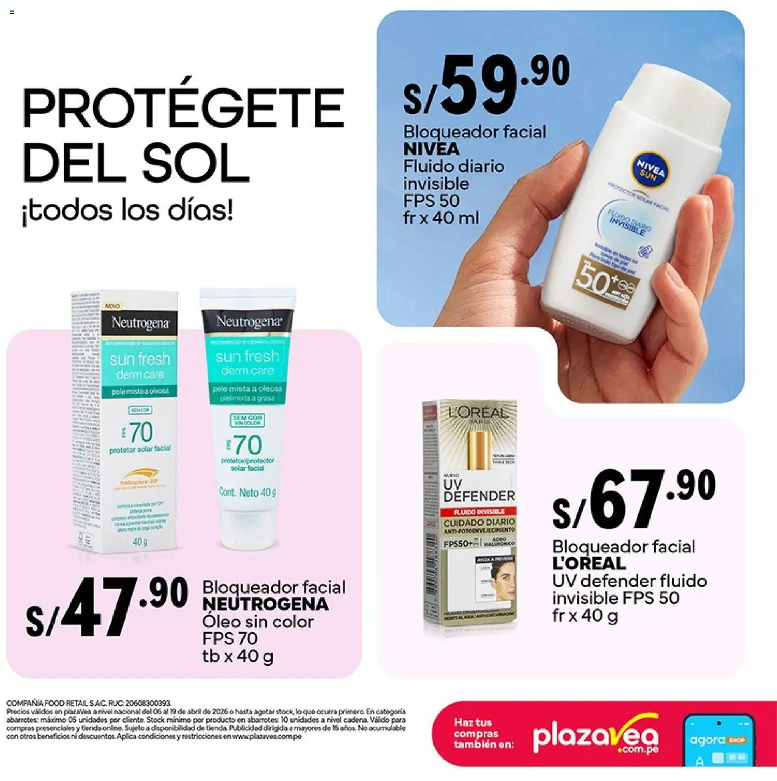 Catálogo Plaza Vea válido desde 06.04.2026 | Página: 18 | Productos: Protector solar