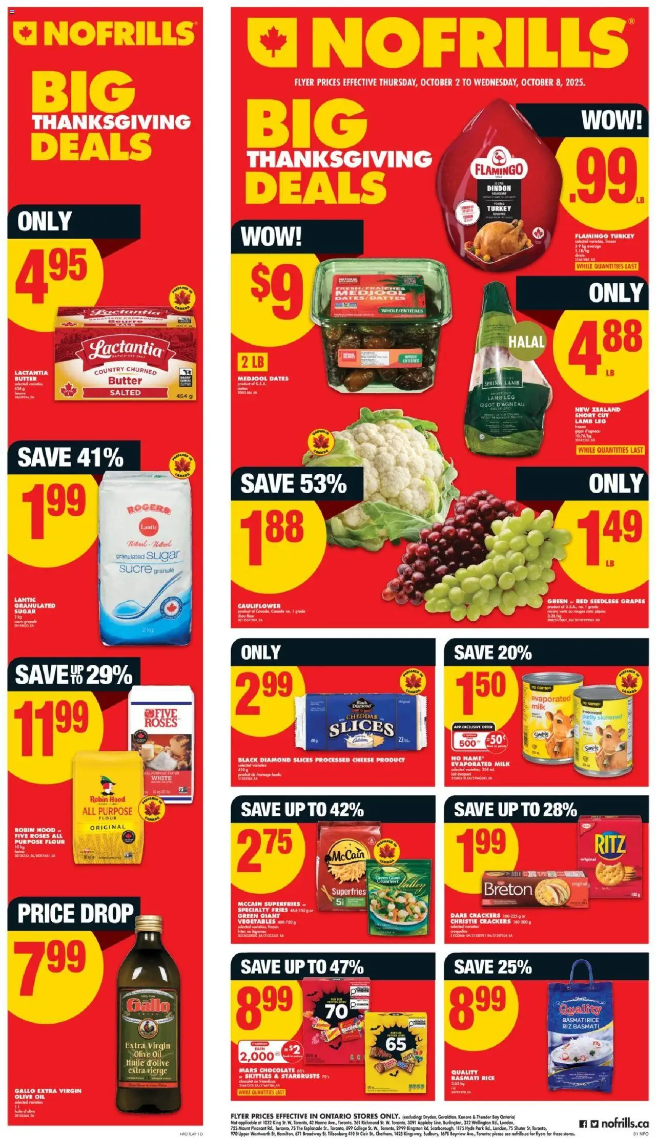 No Frills flyer valid from 02.10.2025 | Page: 1 | Products: Turkey, Cheese, Oil, Chocolate