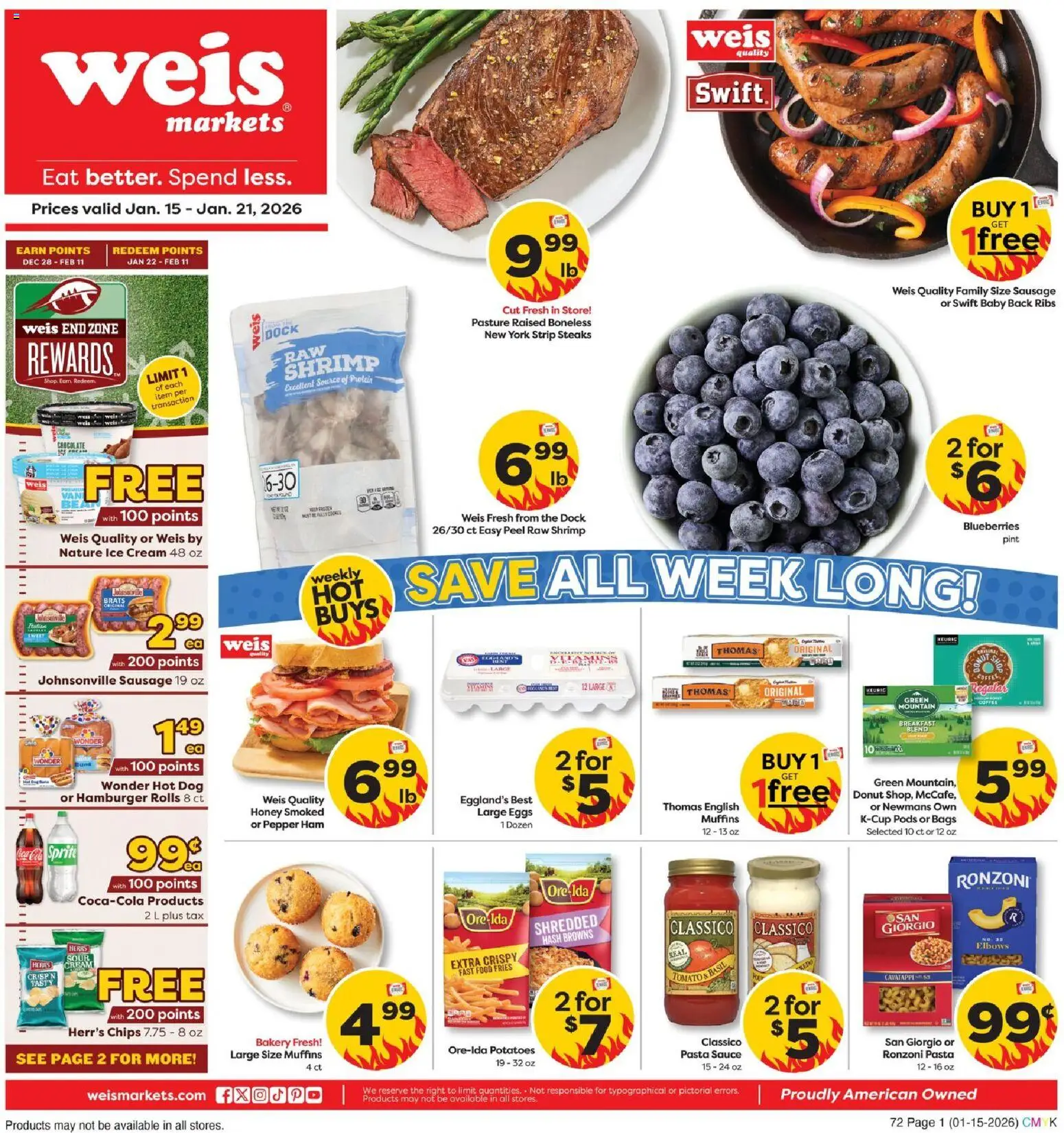Weis Weekly Circular - WV - valid from 15.01.2026 | Page: 4 | Products: Bakery, Chocolate, Cream, Blueberries