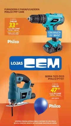 Lojas Cem Folheto - válido de 01.07.2025 | Página: 117 | Produtos: Furadeira, Carne, Parafusadeira