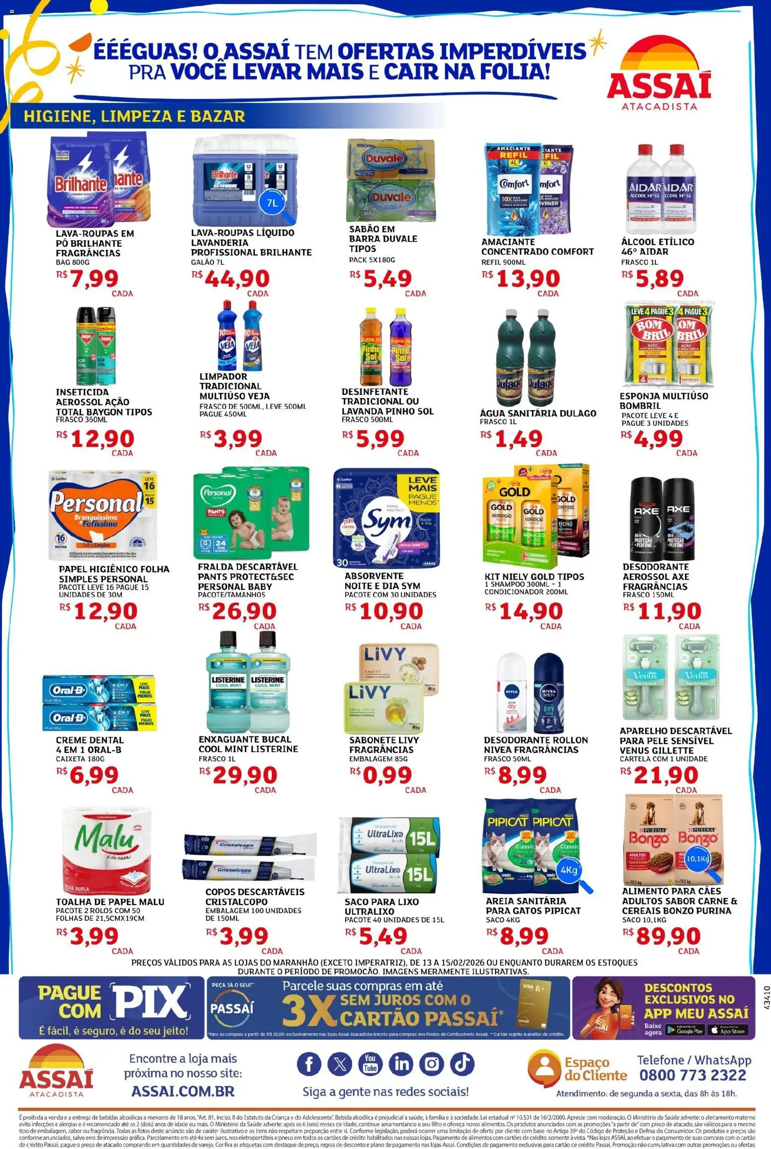 Assaí Atacadista Folheto - válido de 13.02.2026 | Página: 4 | Produtos: Copos descartáveis, Creme, Desinfetante, Inseticida