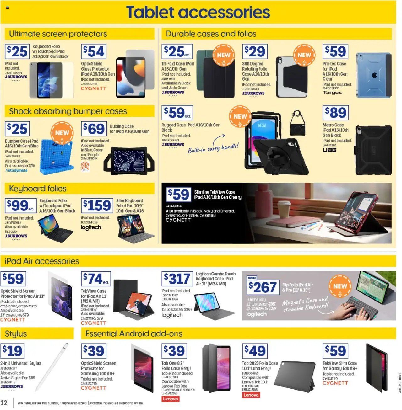 Officeworks catalogue - valid from 01.10.2025 | Page: 12 | Products: Tablet, Keyboard, Case, Screen