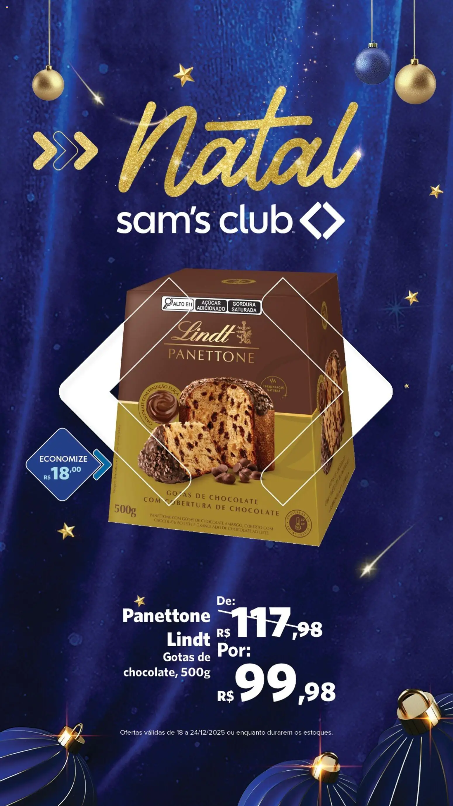 Sam's Club Folheto - válido de 18.12.2025 | Página: 8 | Produtos: Panettone, Leite, Chocolate, Açúcar
