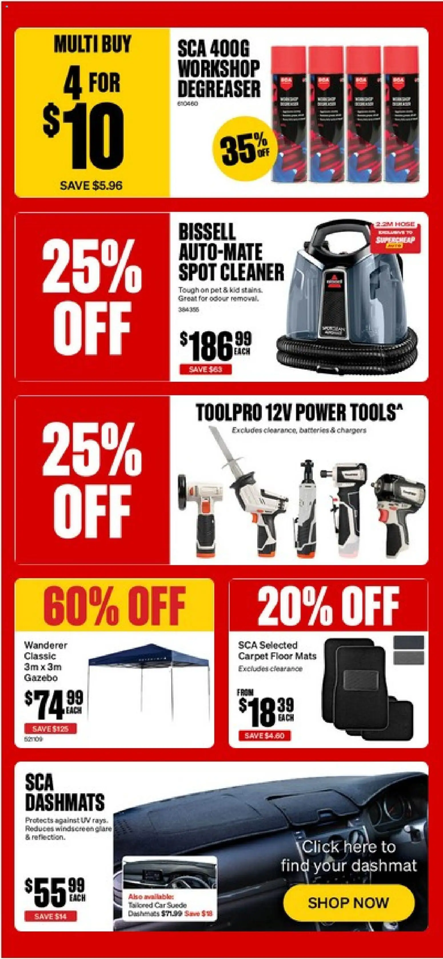 Supercheap Auto catalogue - valid from 04.03.2026 | Page: 4 | Products: Cleaner, Gazebo, Batteries, Tools