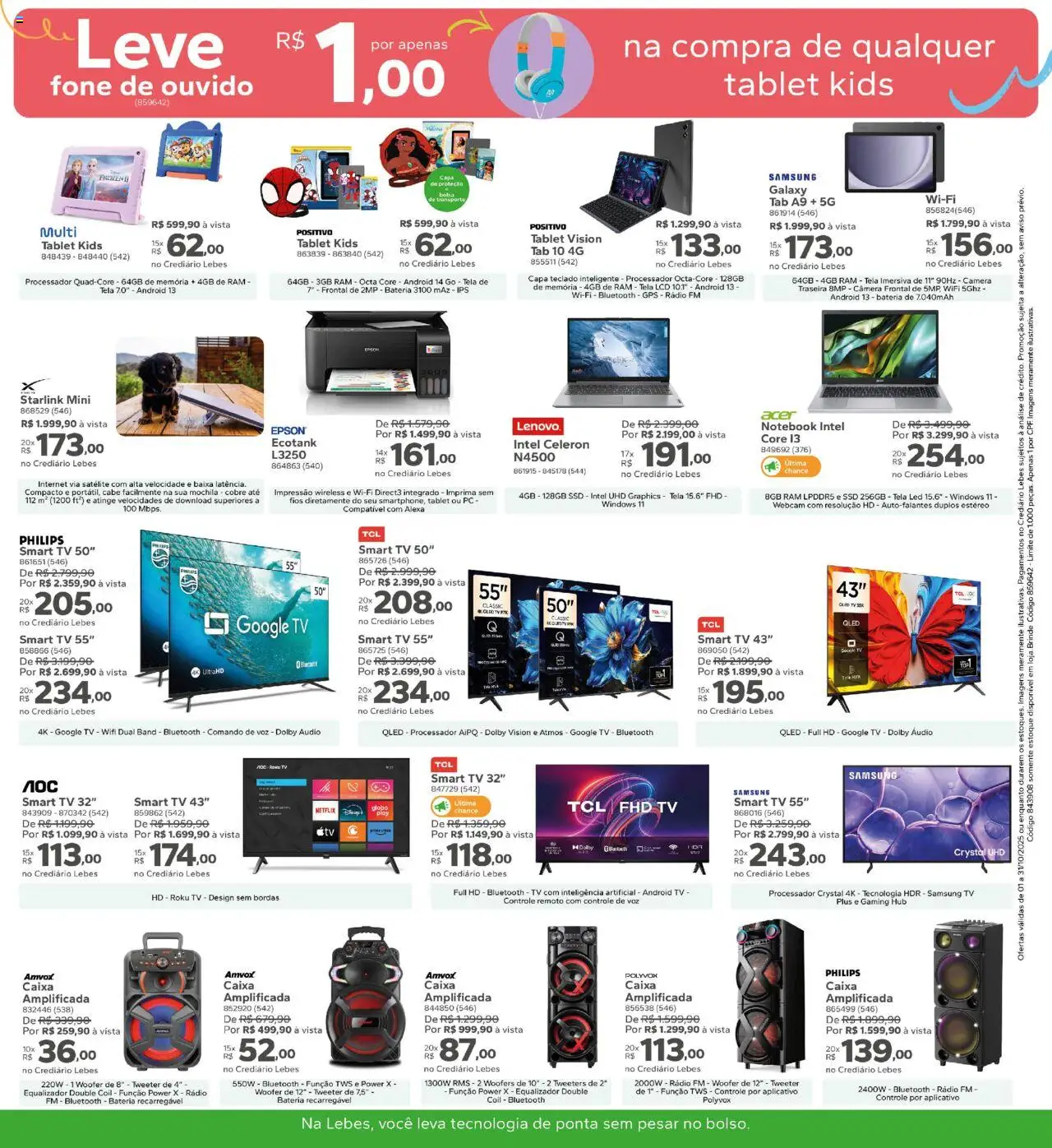 Lebes Folheto - válido de 01.10.2025 | Página: 15 | Produtos: smart TV, Teclado, Rádio, Satélite