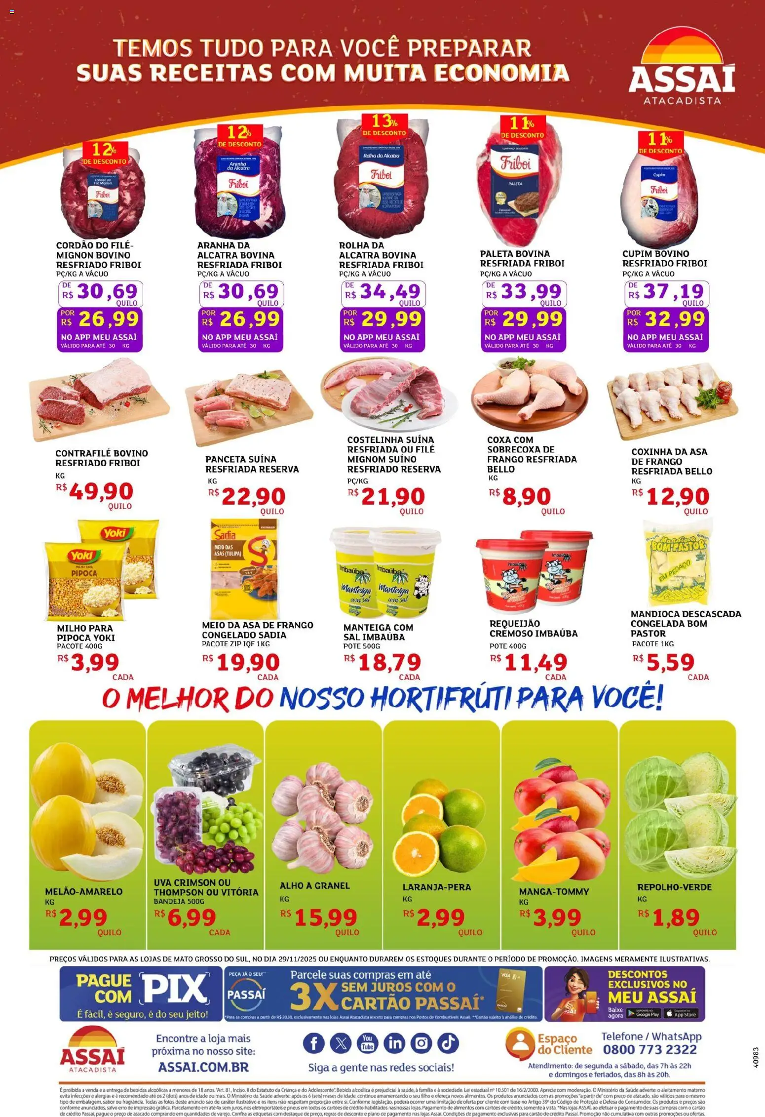 Assaí Atacadista Folheto - válido de 29.11.2025 | Página: 2 | Produtos: Filé mignon, Pneus, Telefone, Pipoca