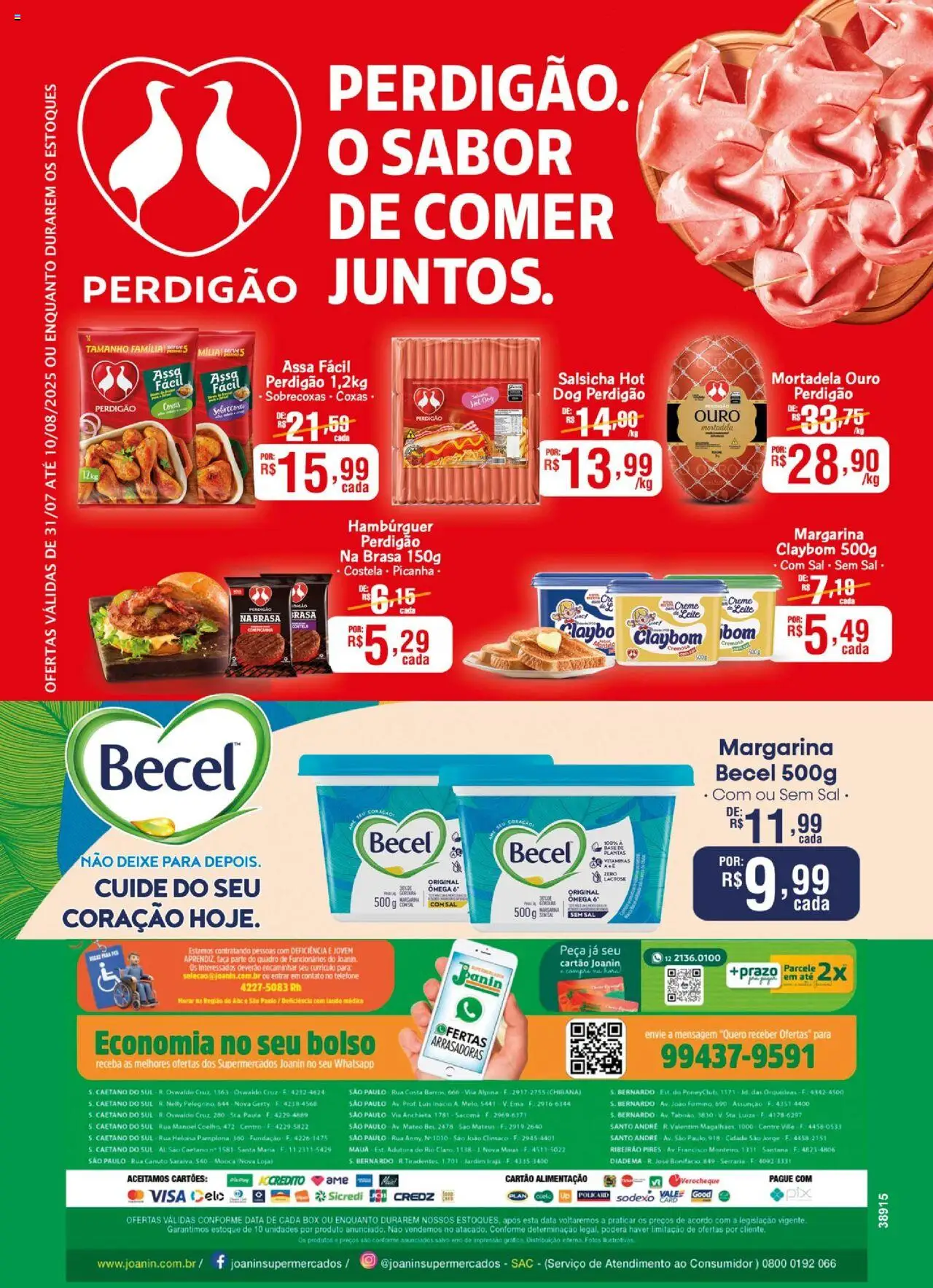 Supermercados Joanin Folheto - válido de 31.07.2025 | Página: 2 | Produtos: Quadro, Salsicha, Picanha, Telefone